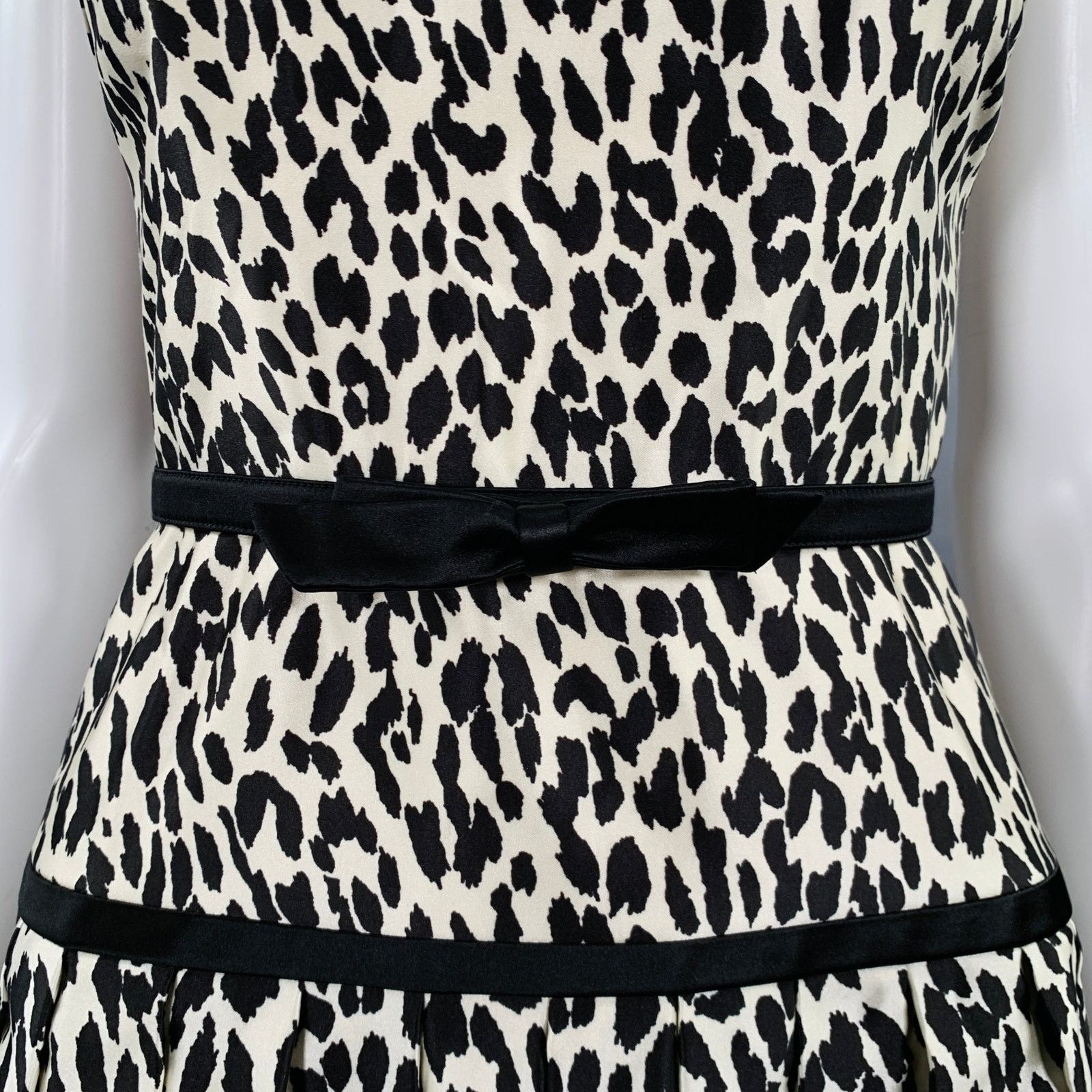 Valentino Size S White Black Animal Print Halter Cocktail Dress Size S / US 4 / IT 40 - 2 Thumbnail
