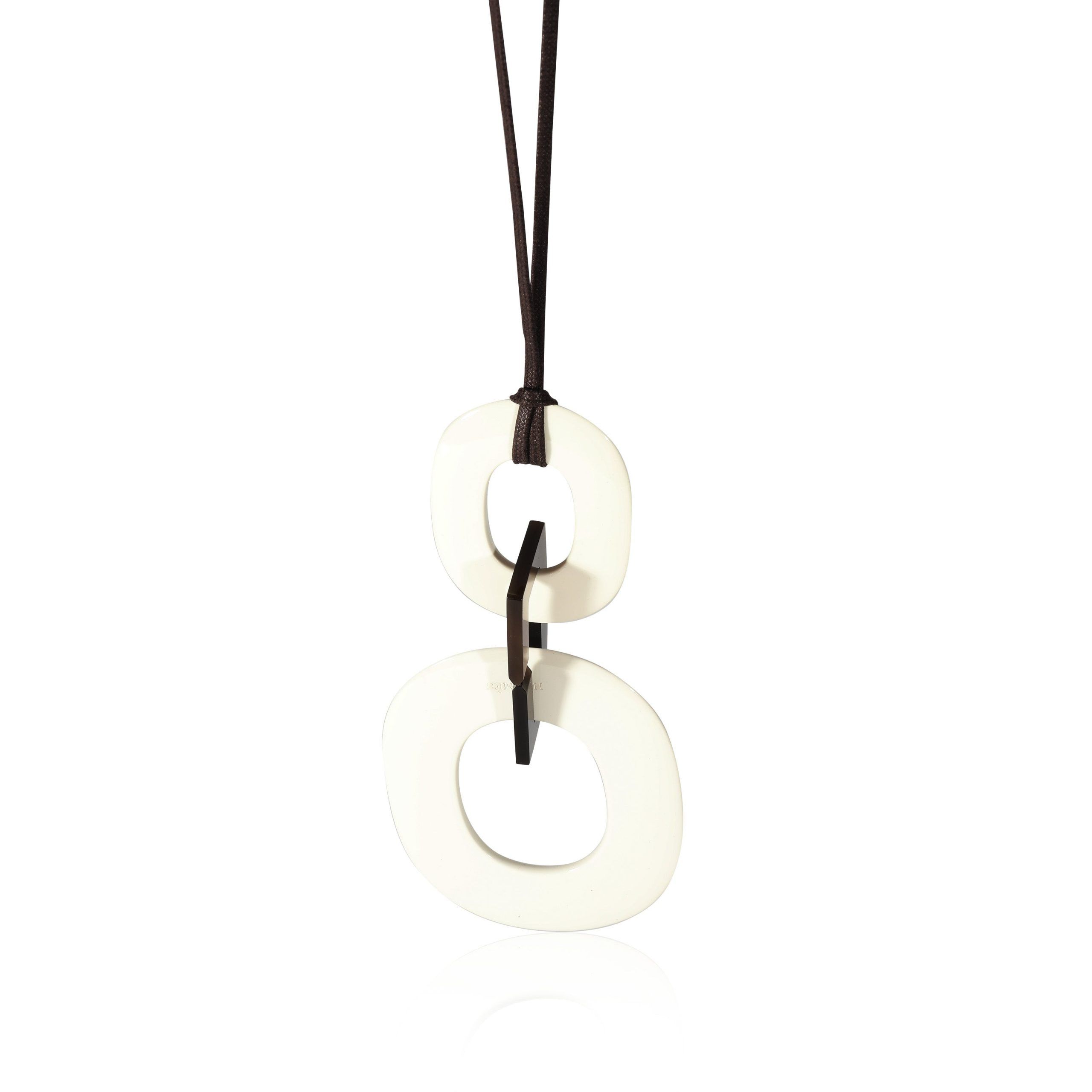 image of Hermes Kara Lacquered Buffalo Horn Pendants On Cord in Silver, Women's
