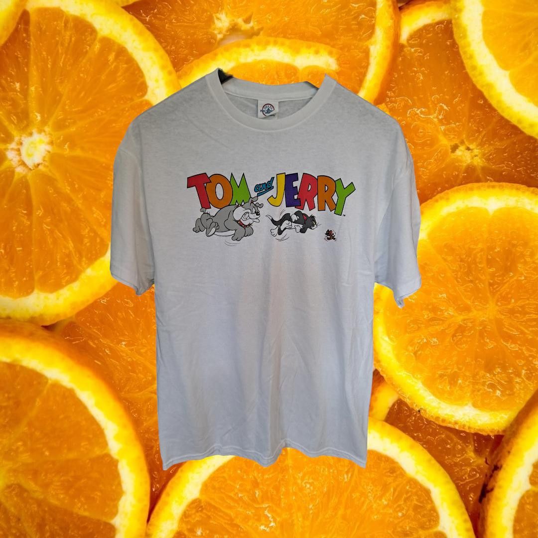 Delta Tom And Jerry White Shirt with Colorful Words Size Large Size US L / EU 52-54 / 3 - 1 Thumbnail