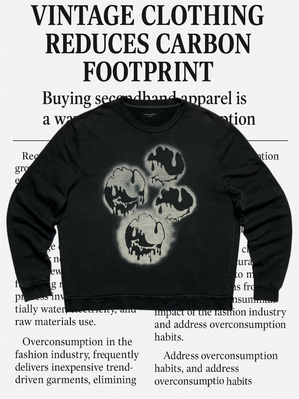 Vintage Allsaints big logo sweatshirt rare Saint Fear