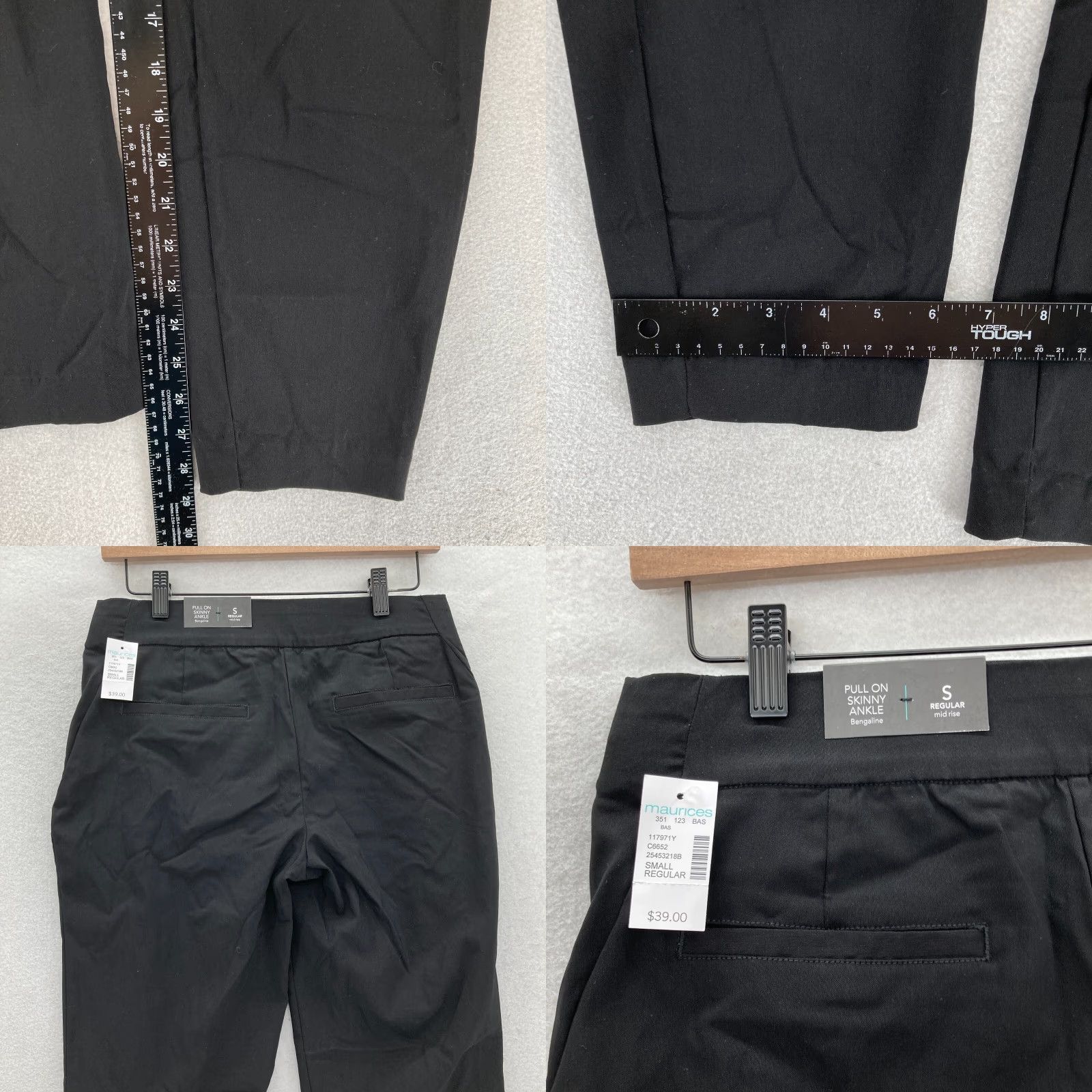 Vintage Maurices Bengaline Skinny Ankle Pant Women's Small Black Stretch Pull On Comfort Size 30" / US 8 / IT 44 - 8 Thumbnail