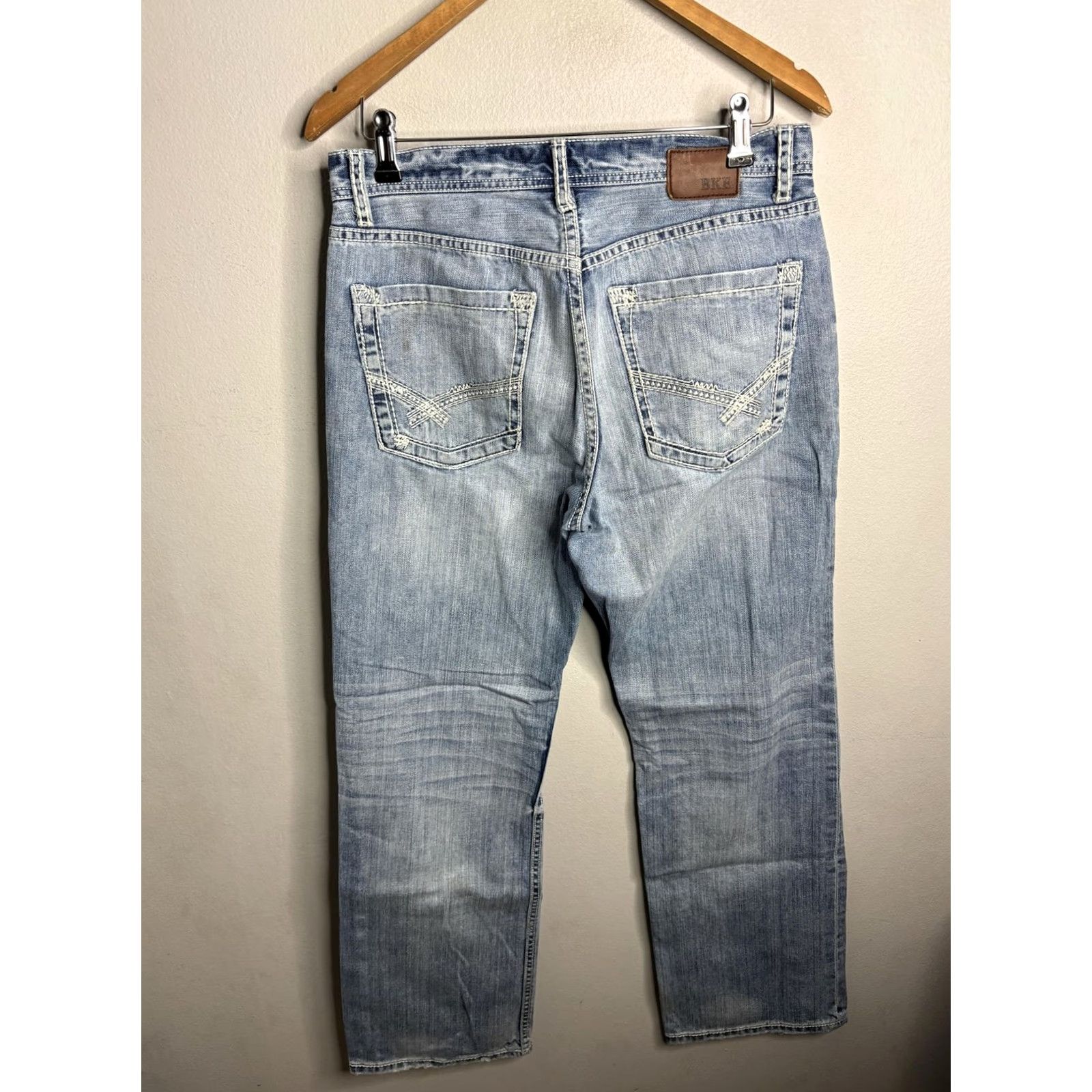 BKE BKE Tyler Straight Jeans Mens 31x31 Blue Denim Distressed Medium Wash Casual Size US 31 - 5 Thumbnail