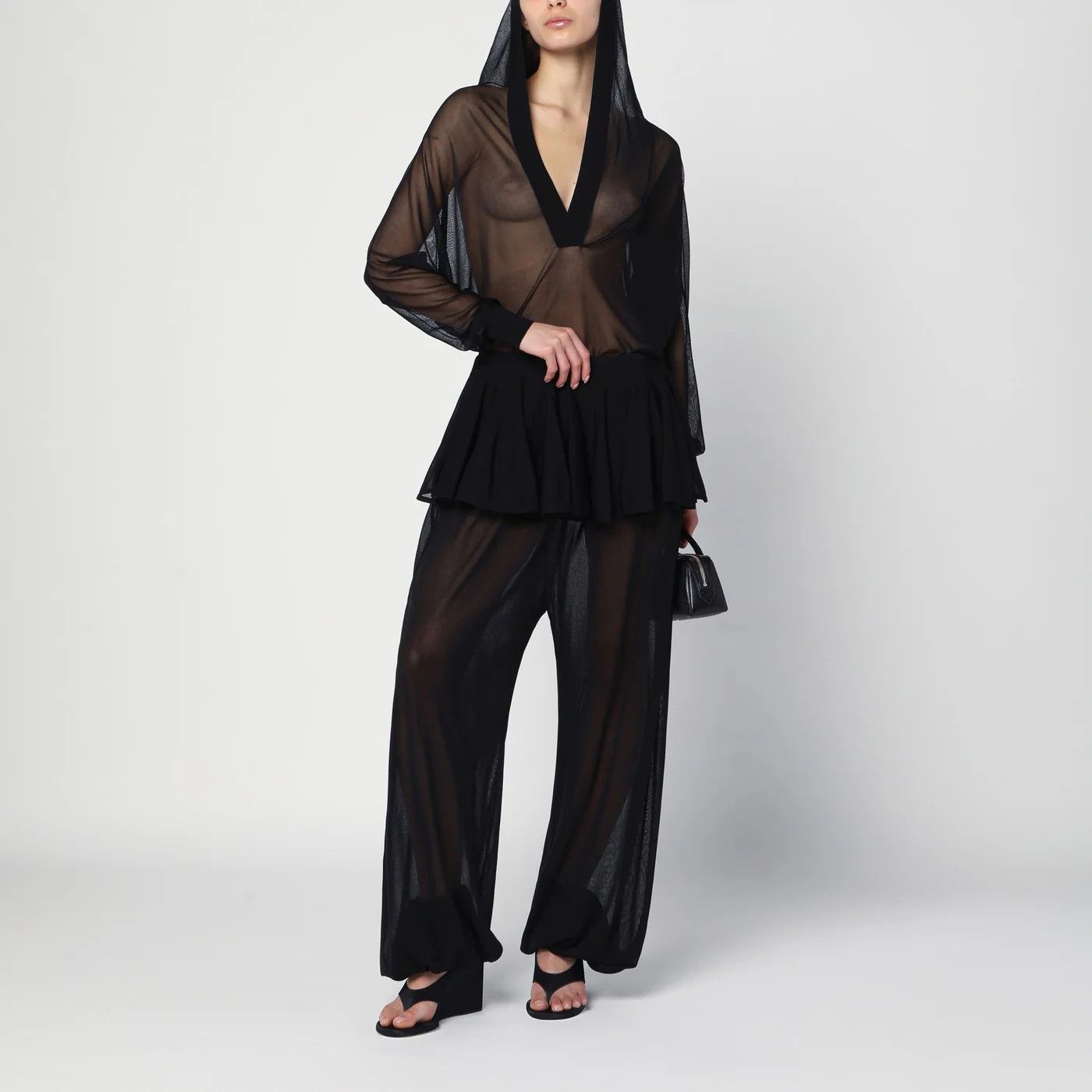 Alaia o1d2blof0426 Bodysuit Hooded in Black Size XS / US 0-2 / IT 36-38 - 3 Thumbnail