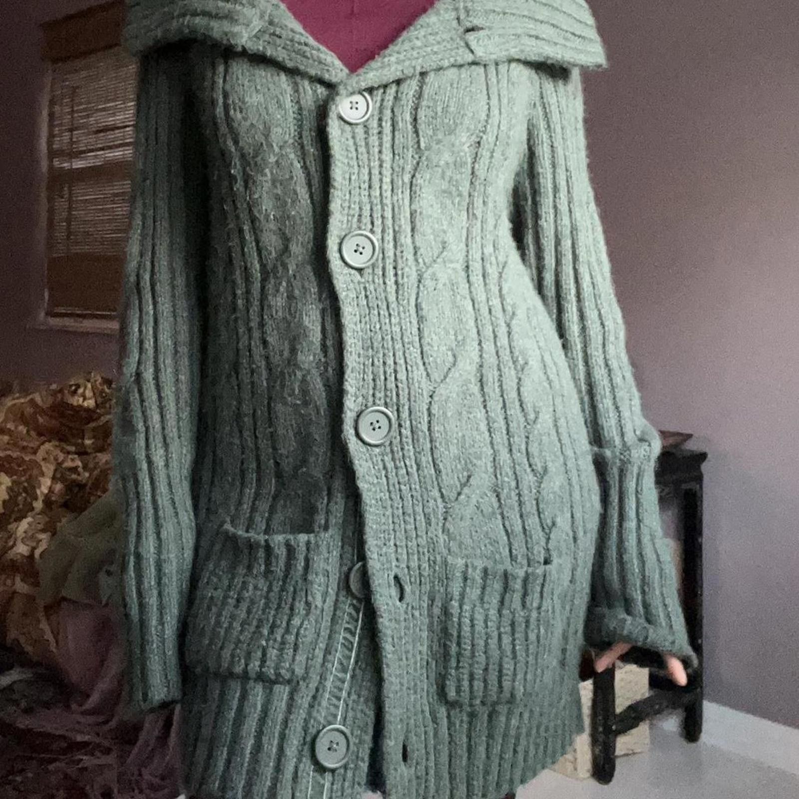 Mossimo Green knit cardigan with button-up front and collar Size XXL / US 16-18 / IT 52-54 - 5 Thumbnail