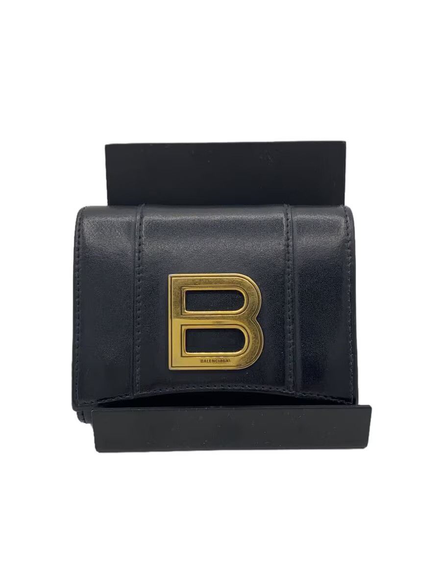 Balenciaga Balenciaga Hourglass Leather Mini Wallet Black Size ONE SIZE - 1 Thumbnail