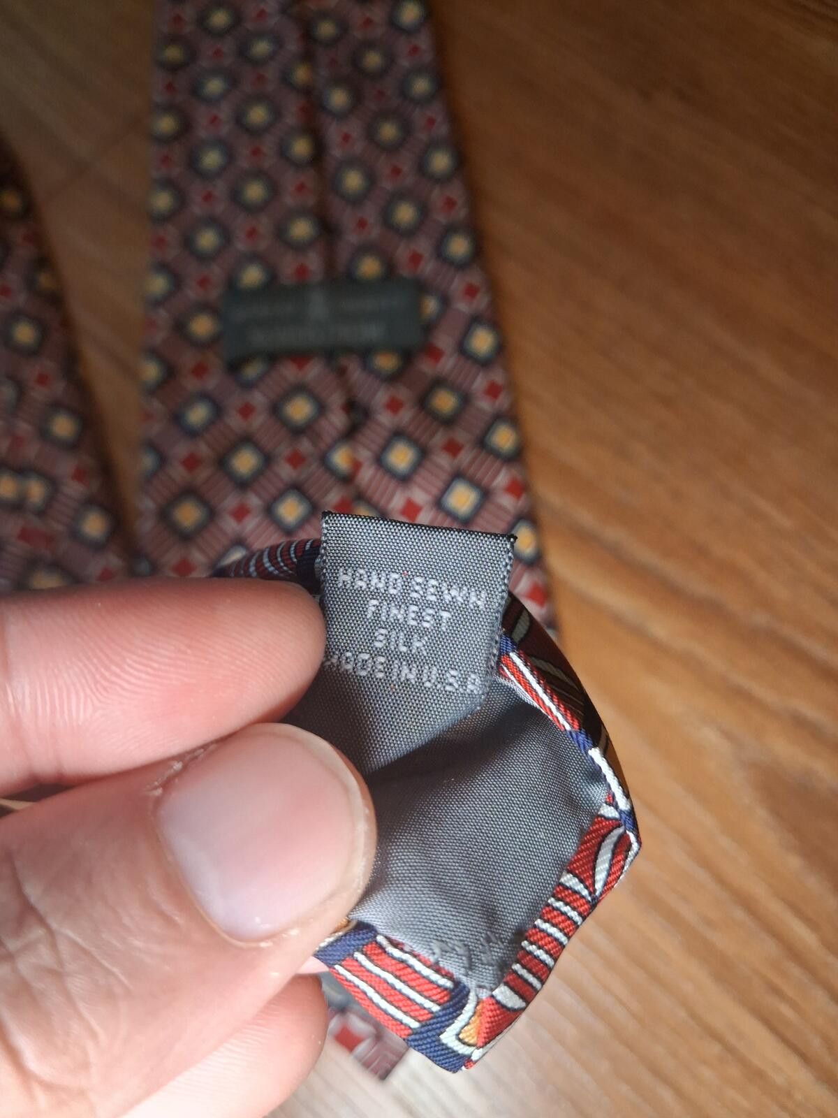 Robert Talbott Robert Talbott Silk Tie Red Geometric Handmade Wide Size ONE SIZE - 4 Thumbnail