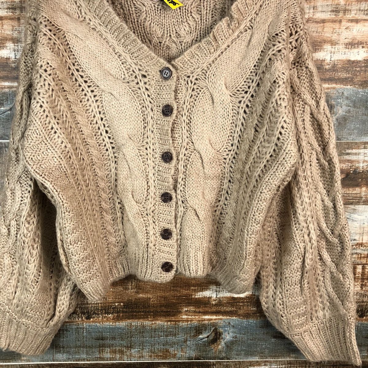 Aran Isles Knitwear × Japanese Brand Nice Claup Brown Cardigan aran isle cable Knitwear #A1725 Size M / US 6-8 / IT 42-44 - 6 Thumbnail