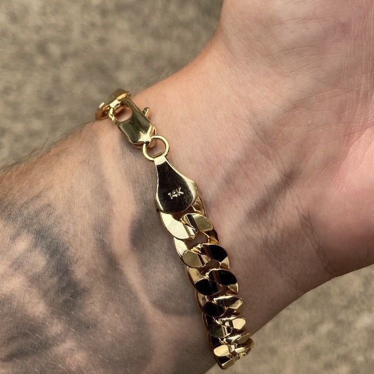 Jewelry Gold Bracelet Cuban Link 8in 10mm Size ONE SIZE - 2 Thumbnail