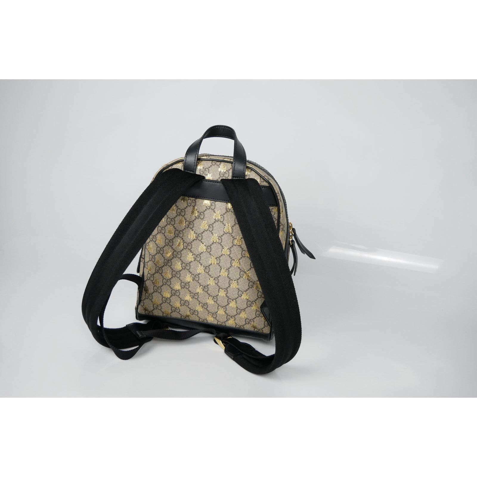Gucci Gucci Beige GG Supreme Canvas Leather Bees Backpack Size ONE SIZE - 5 Thumbnail