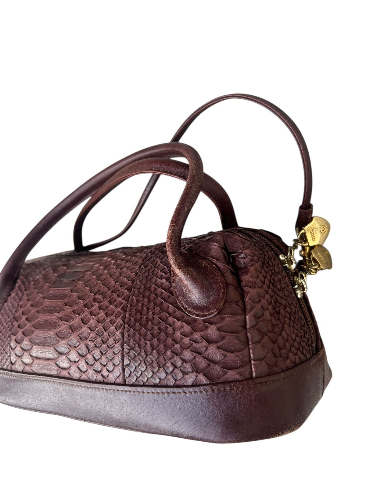 Leather Vintage GRES PARIS Python Skin Leather 2 Way Mini Boston Bag Size ONE SIZE - 9 Thumbnail
