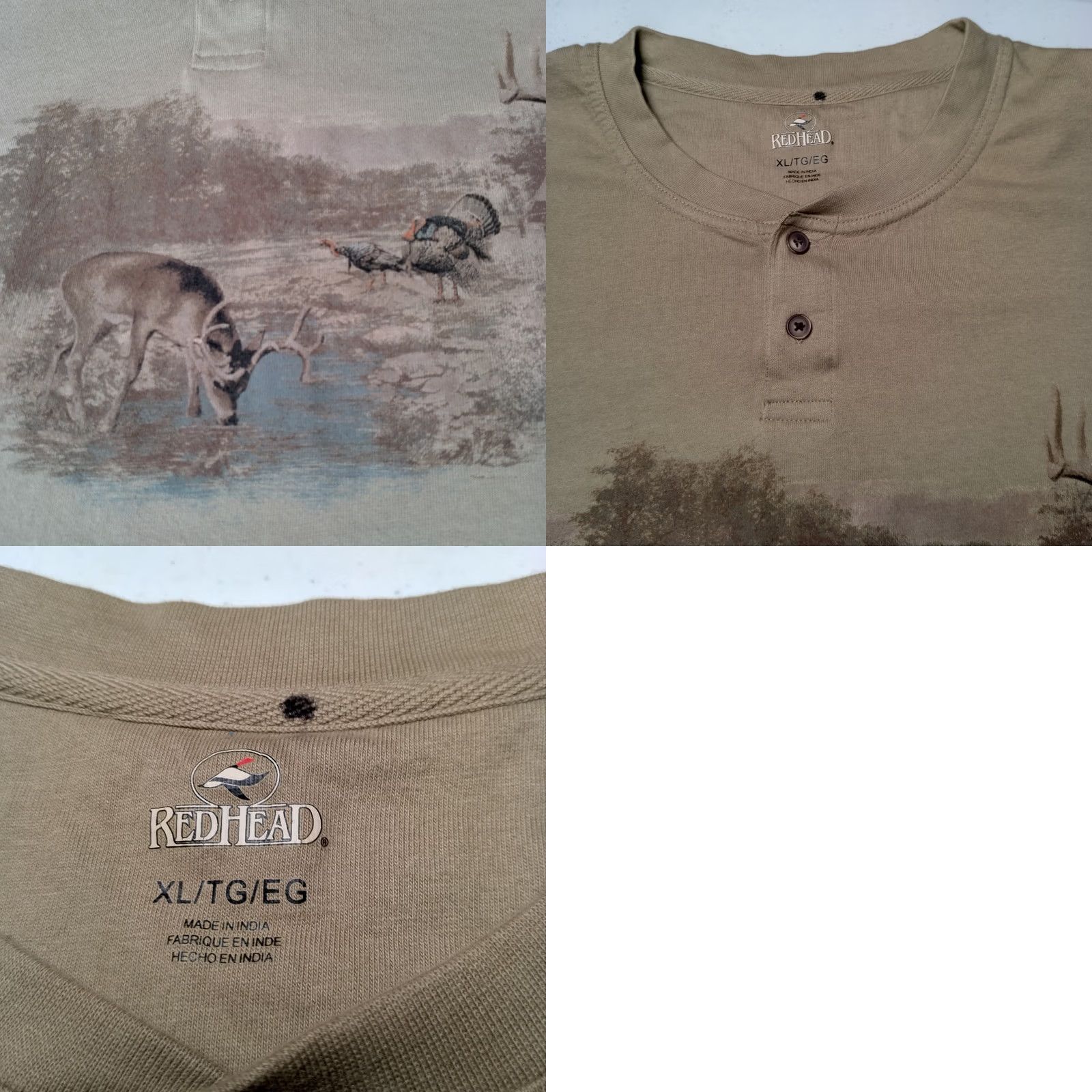 Vintage VINTAGE RedHead Henley Shirt Men XL Beige Animals Outdoors Hunting Buck Deer Turkey Campcore Size US XL / EU 56 / 4 - 8 Thumbnail