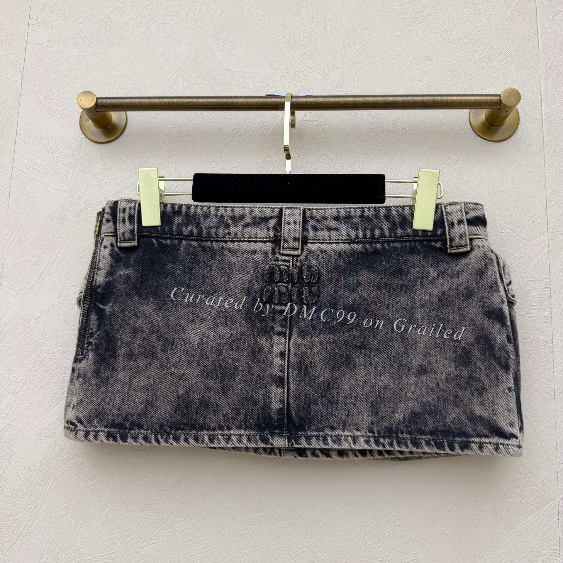 Miu Miu Miumiu Embroidered Logo Denim Skirt Size 36" / US 14 / IT 50 - 1 Thumbnail