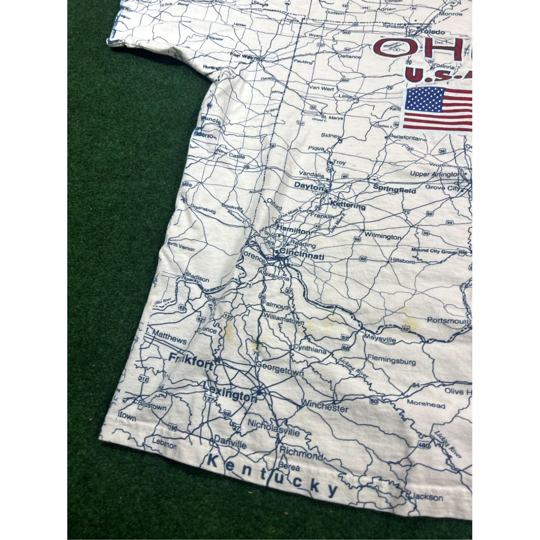 TEE JAYS Vtg Ohio Map White T-Shirt size large all over print big graphic 90s Size L / US 10 / IT 46 - 2 Thumbnail