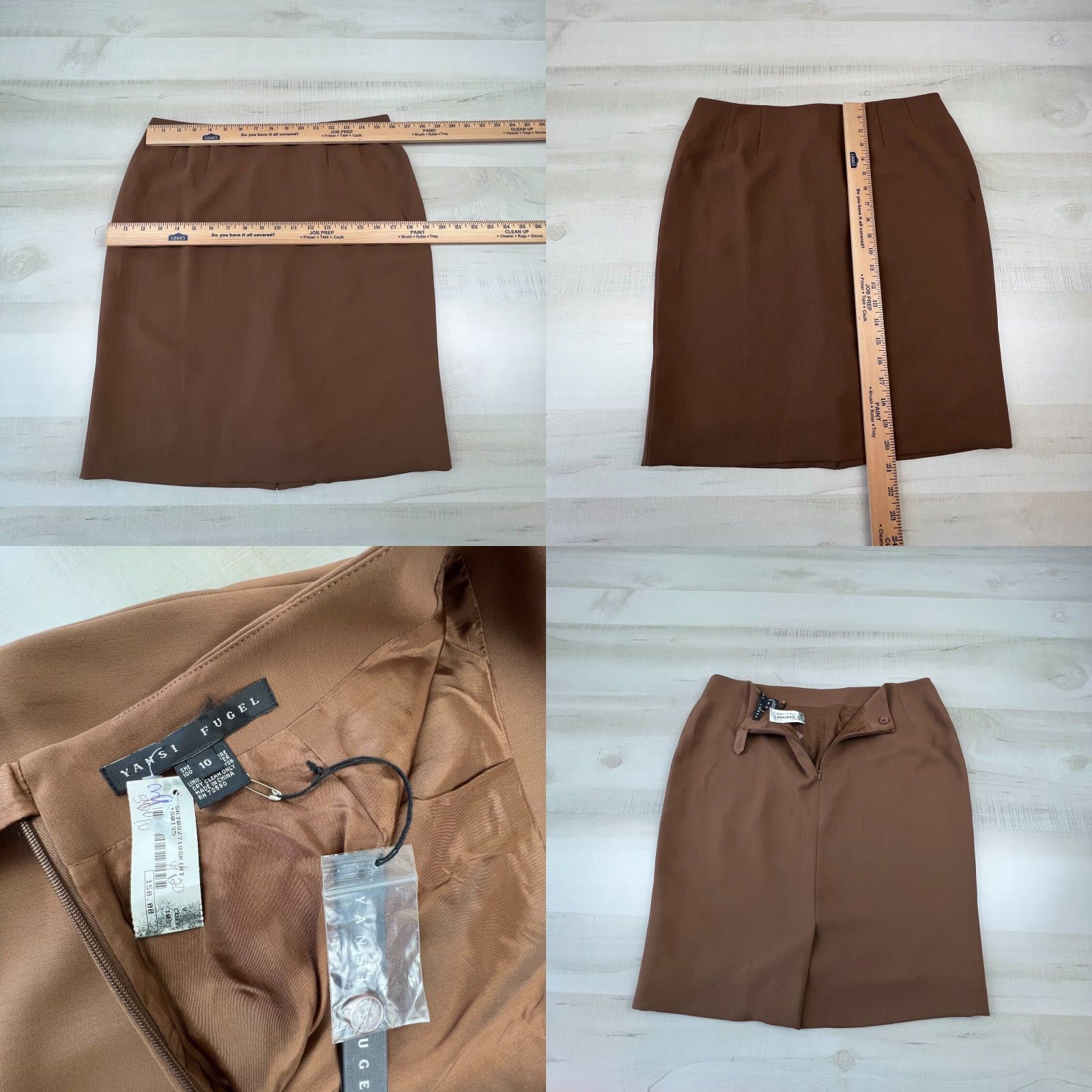 Vintage Yansi Fugel Womens Suit 10 Brown Blazer Straight Skirt Lined Career New (Jacket/CoatRegular) Size 32" / US 10 / IT 46 - 8 Thumbnail