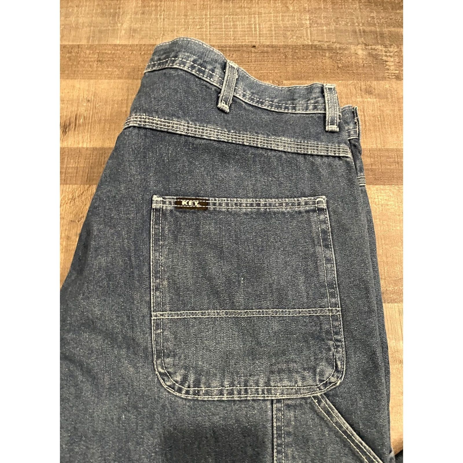 Vintage Key Jeans Jeans 38x32 Blue Denim Straight Leg Workwear Mens Big & Tall 38in Inseam 32in Cotton Blend Size US 38 / EU 54 - 2 Thumbnail