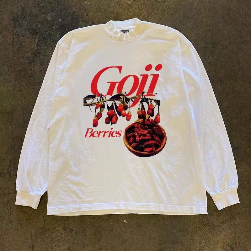 Japanese Brand × Vintage White goji berries print loose long sleeve t-shirt Size US M / EU 48-50 / 2 - 1 Thumbnail