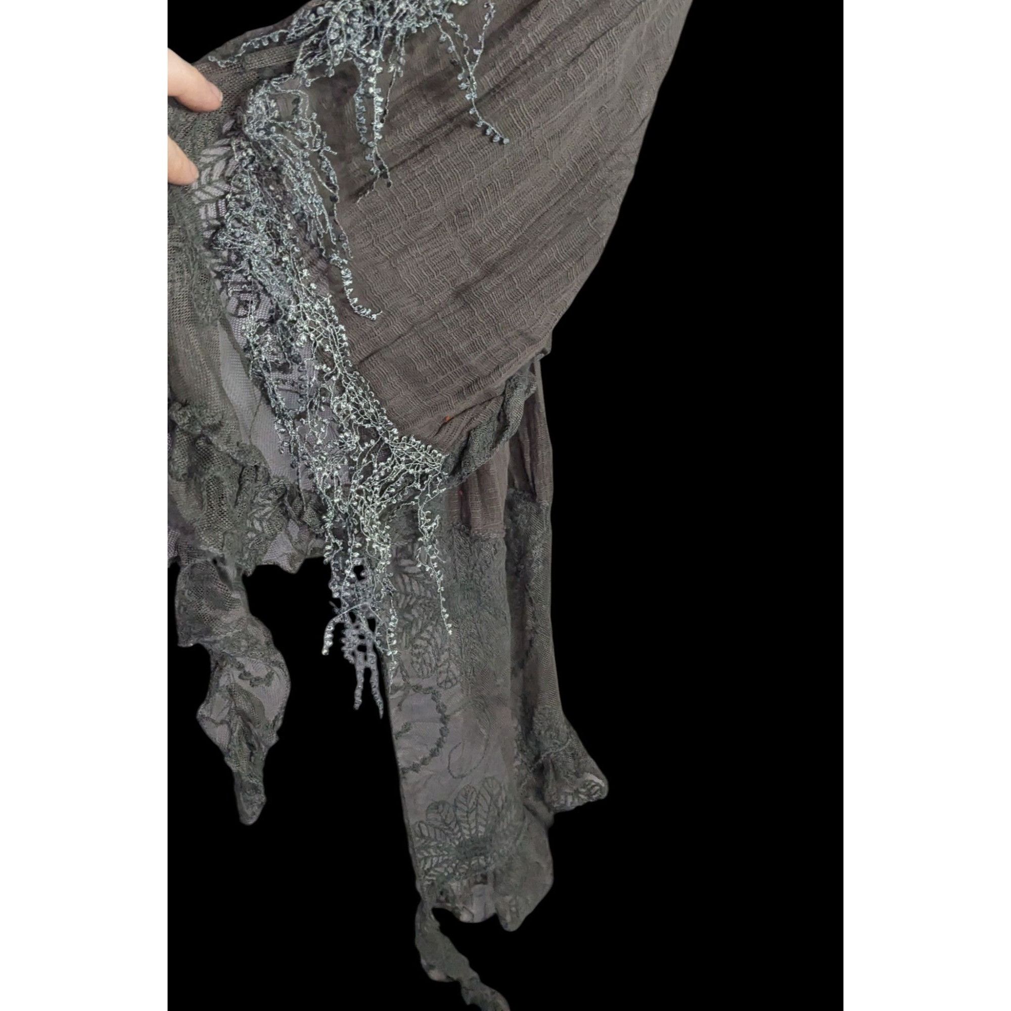 Other Victorian-Inspired Vintage Whimsygoth Gray Scarf With Lace D Size ONE SIZE - 6 Thumbnail