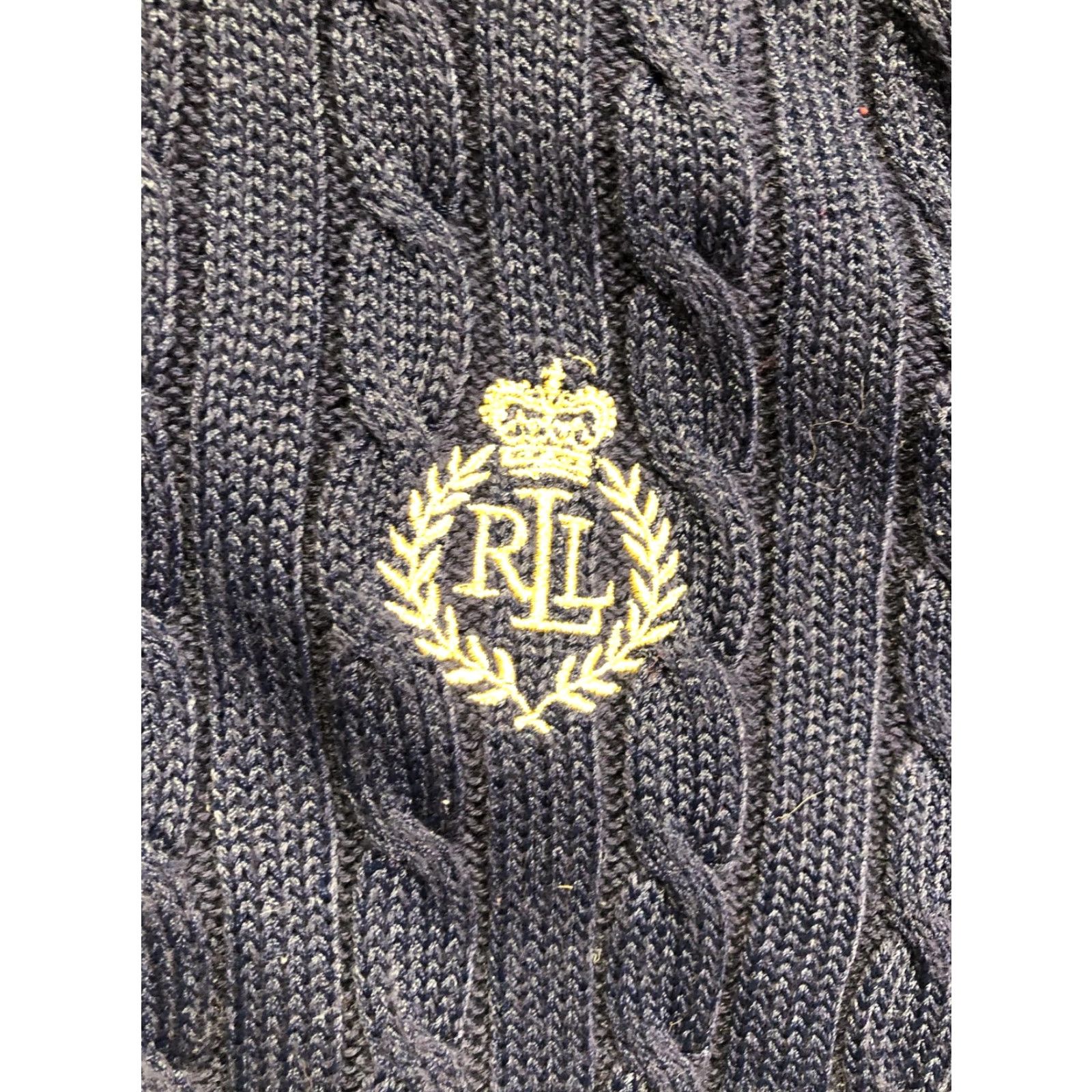 Ralph Lauren VINTAGE? No. Lauren Ralph Lauren Sweater Womens M Navy Cable Knit Full Zip RL Crest Size M / US 6-8 / IT 42-44 - 6 Thumbnail