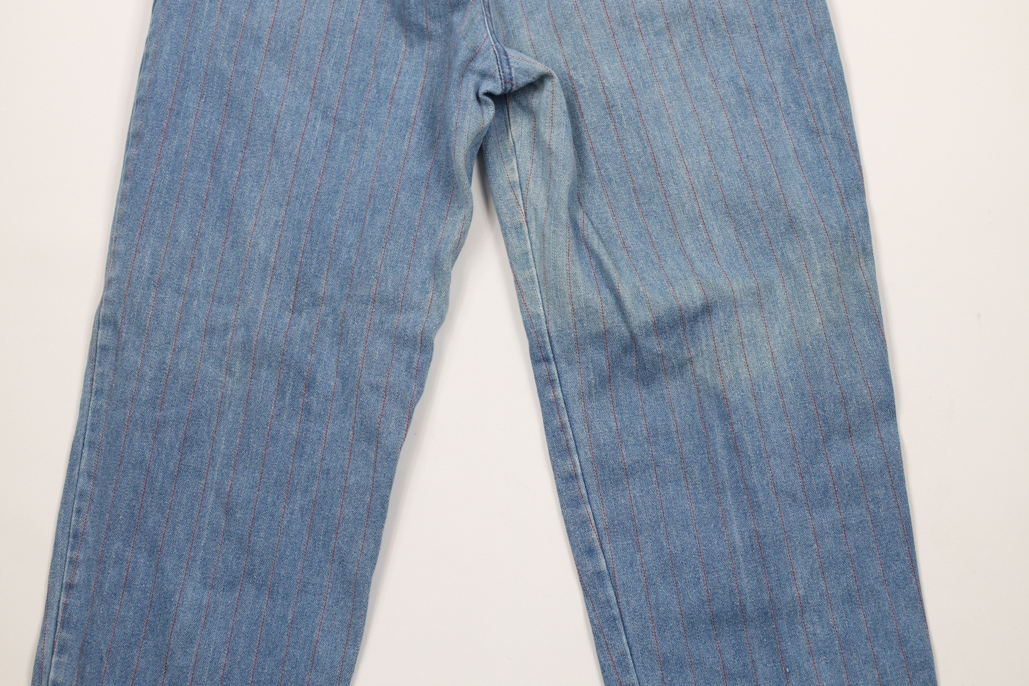 Vintage Vintage 90s Streetwear Distressed Pinstriped Denim Mom Jeans Size 34" / US 12 / IT 48 - 12 Thumbnail