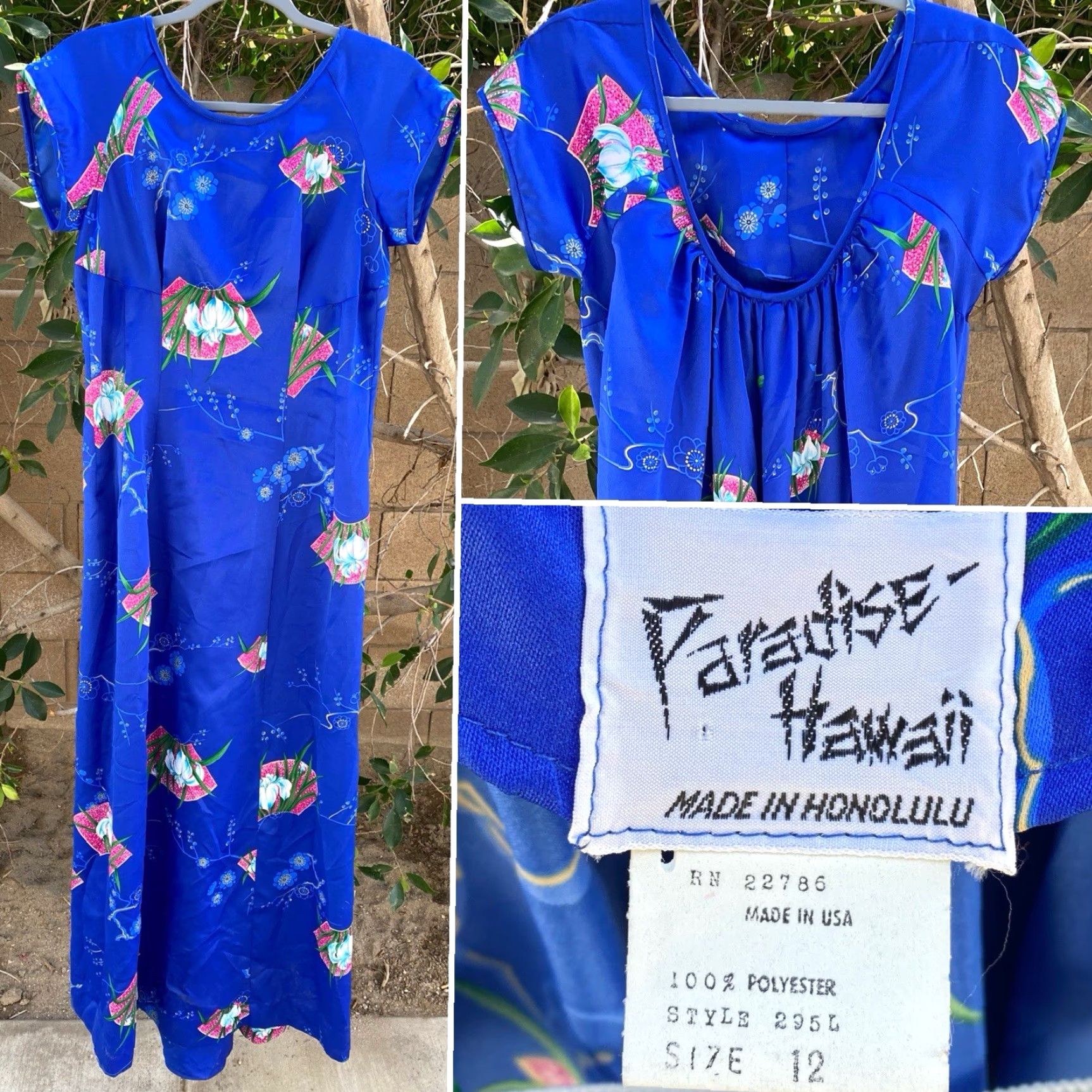 Vintage Paradise Hawaii Made In Honolulu Vintage Hawaiian Dress Tiki Aloha Maxi Size 12 Blue 12 Paradise Hawaii Vintage Hawaii Dress Maxi Size 12 Blue Womens Size XL / US 12-14 / IT 48-50 - 2 Thumbnail