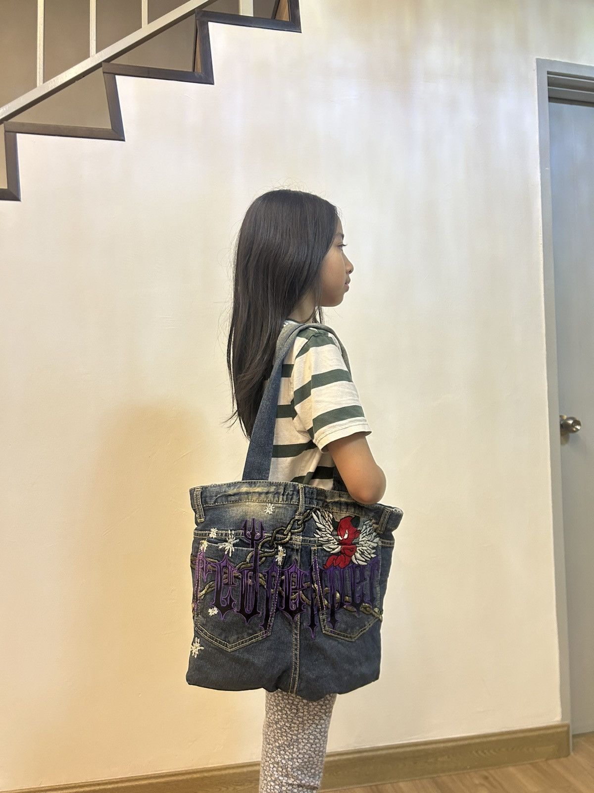 Tedman RARE💥Red Pepper Japanese Reworked Reversible Denim Tote Bag Size ONE SIZE - 3 Thumbnail