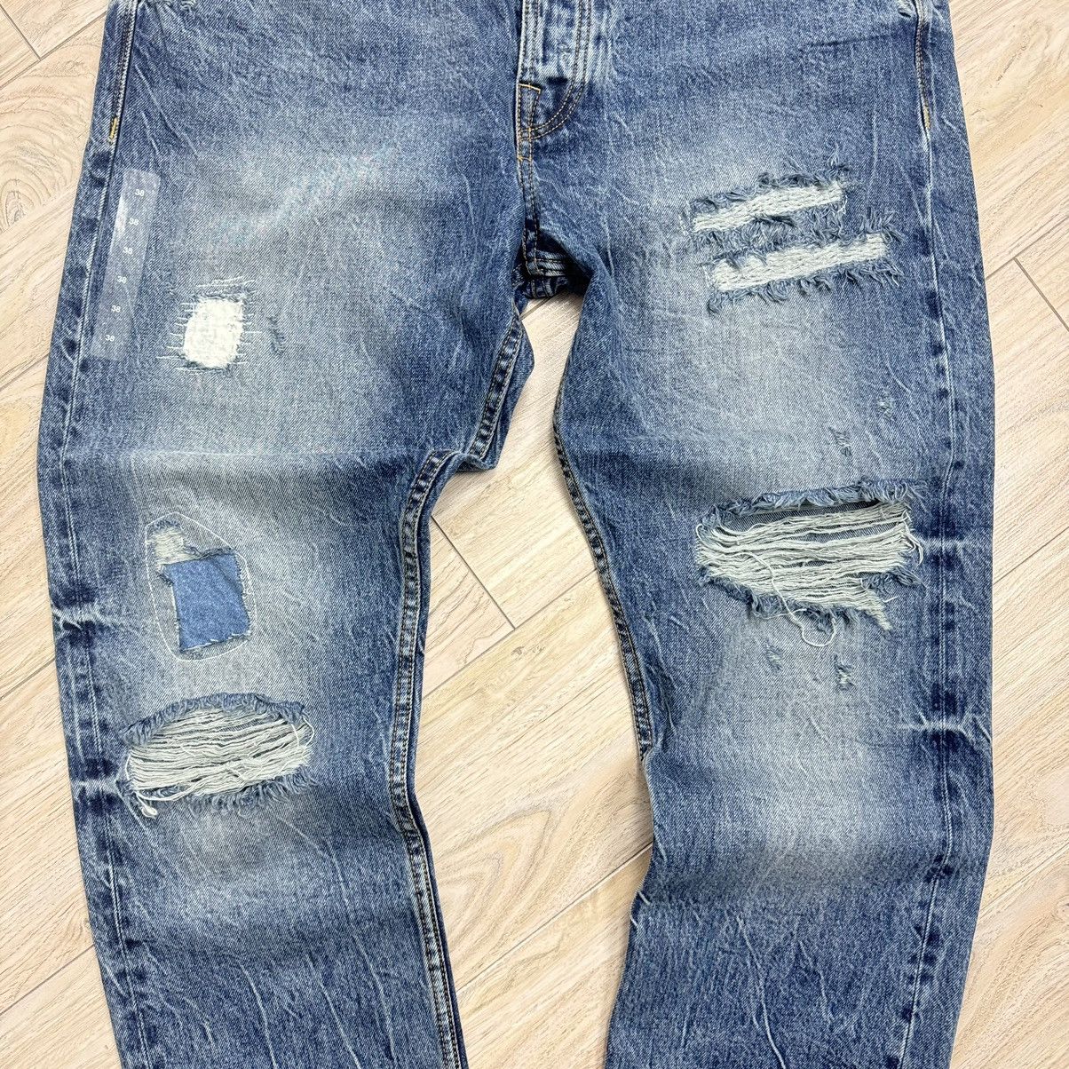 Designer Rare Guess Distressed Slim Italian Selvedge Denim Jeans Size US 38 / EU 54 - 5 Thumbnail
