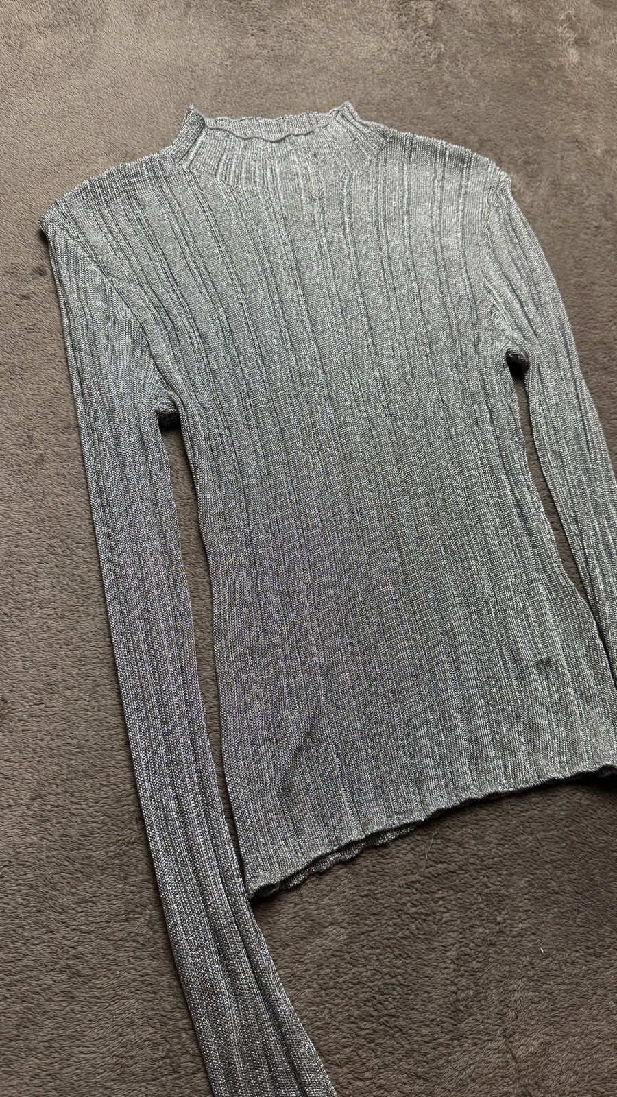 If Six Was Nine Maison Margiela cdg Vibe Silver Metallic Mesh Longsleeve Y2K Size S / US 4 / IT 40 - 2 Thumbnail