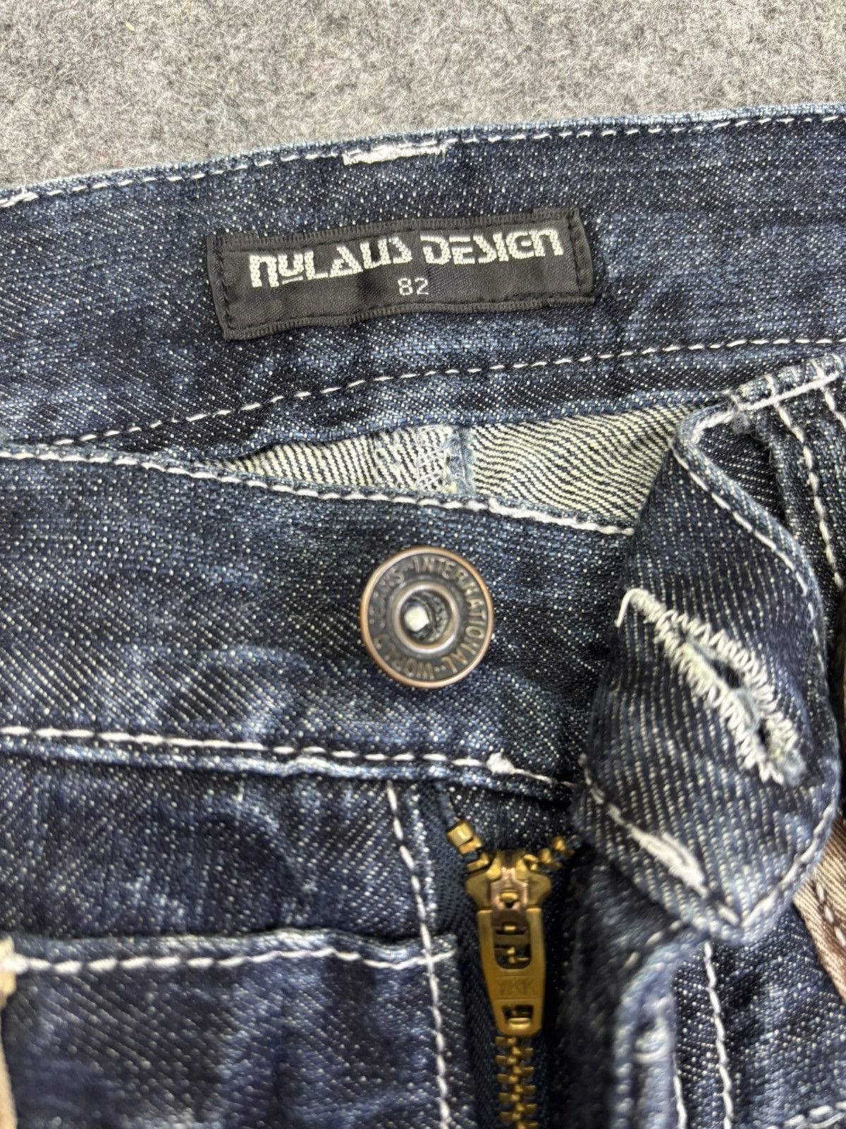 Japanese Brand 💥Double Waist💥Nylaus Crazy Crack FadesDouble Waist Denim K27 Size US 32 / EU 48 - 8 Thumbnail