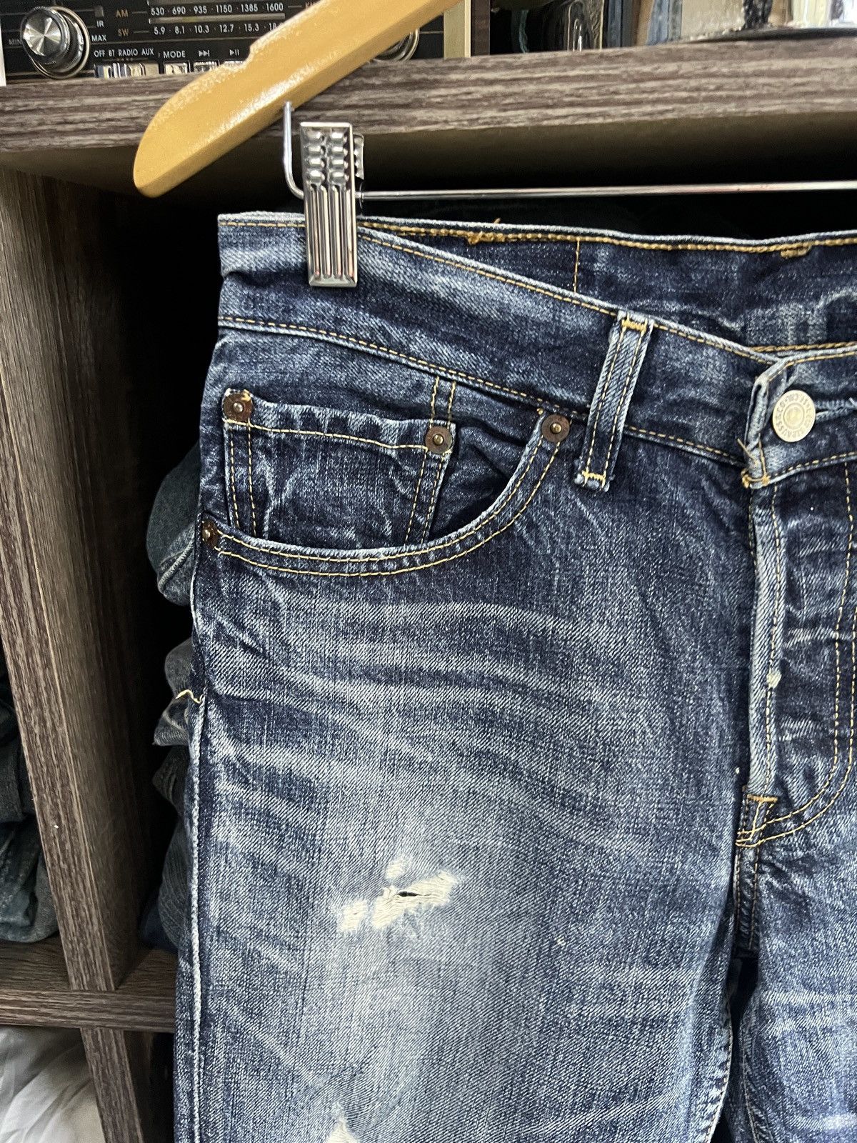 Levi's 🔥Levis 501 Button No 359 Distressed Denim Size 29" - 7 Thumbnail