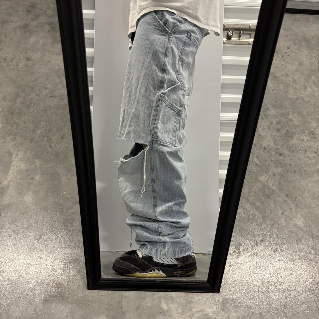 Japanese Brand × Vintage Crazy Vintage Y2K/2000s Baggy Light Wash Distressed Skater Carpenter Denim Jeans! Size US 31 - 2 Thumbnail
