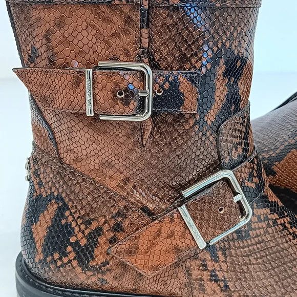 Jimmy Choo Jimmy Choo Youth II Cuoio Snake Print Leather Biker Boots-36 Size US 6 / IT 36 - 8 Thumbnail