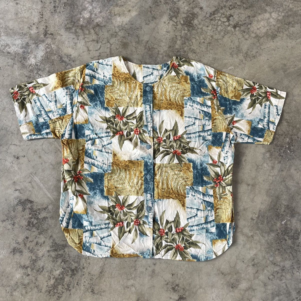 Japanese Brand × Vintage 🔥🔥Vintage Hawaiian Motive Beach Flora Buttons Shirts Size L / US 10 / IT 46 - 1 Thumbnail