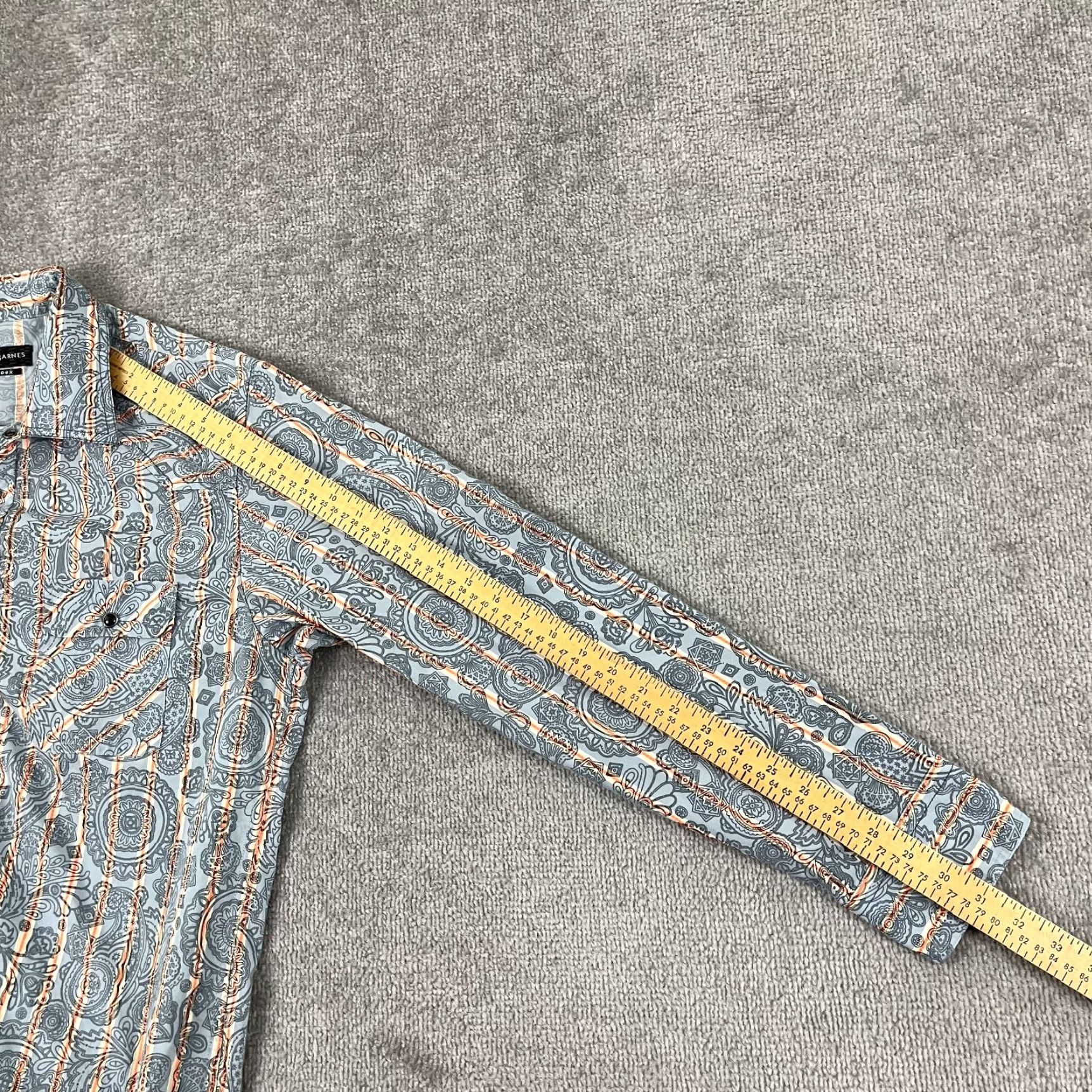 Vintage VINTAGE JHANE BARNES Rhedux Shirt Mens Large Blue Gray Paisley Snap Limited Edition /168 Size US L / EU 52-54 / 3 - 6 Thumbnail
