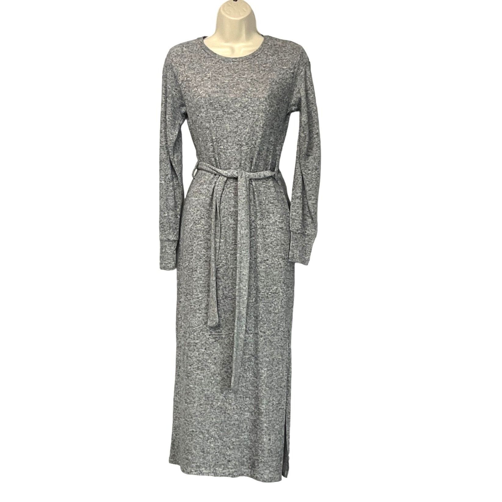 Topshop Topshop Long Sleeve Knit Midi Dress In Grey, US 4 Size S / US 4 / IT 40 - 3 Thumbnail