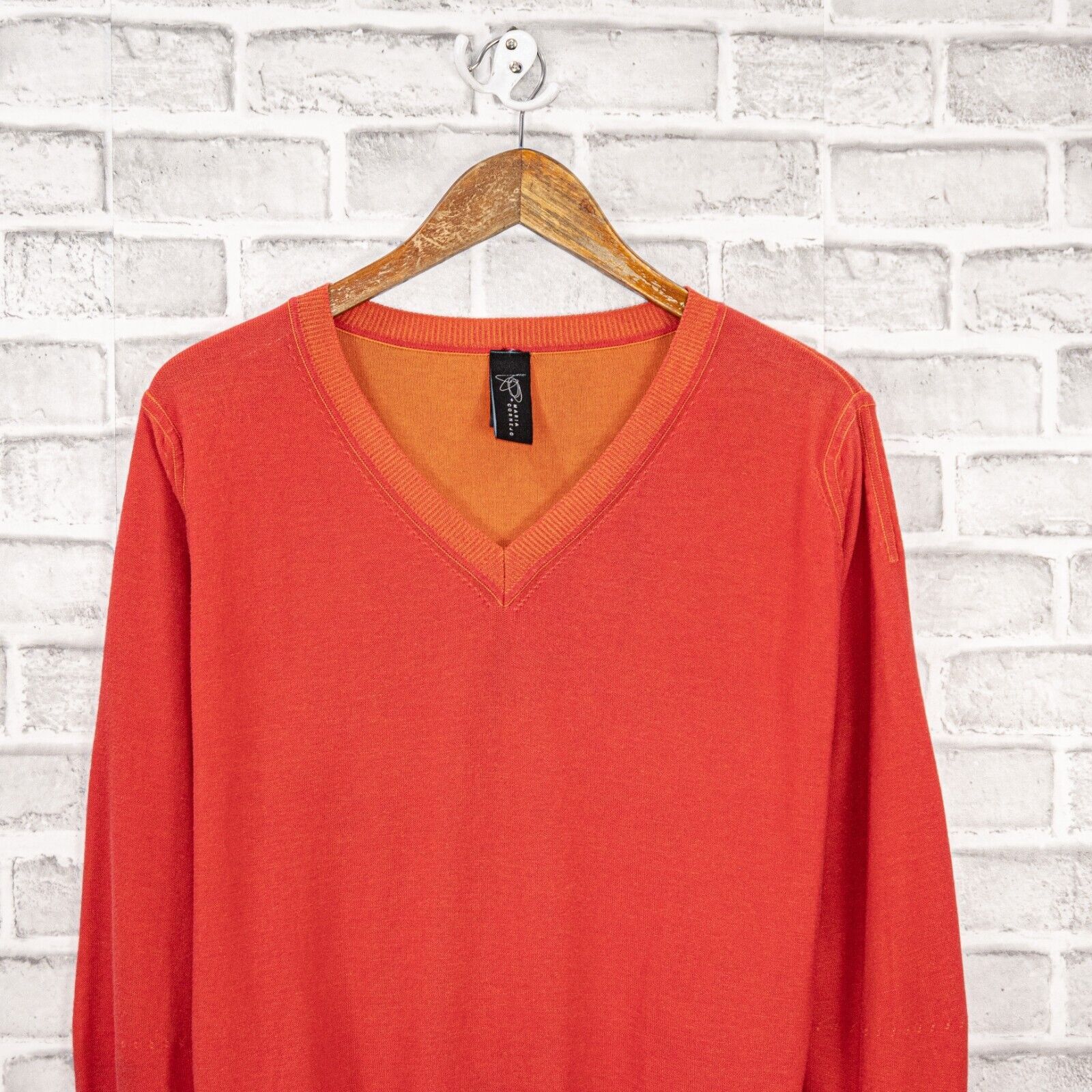 Zero + Maria Cornejo MARIA CORNEJO Men's Vneck Pullover Sweater in Red Cotton Size US L / EU 52-54 / 3 - 3 Thumbnail