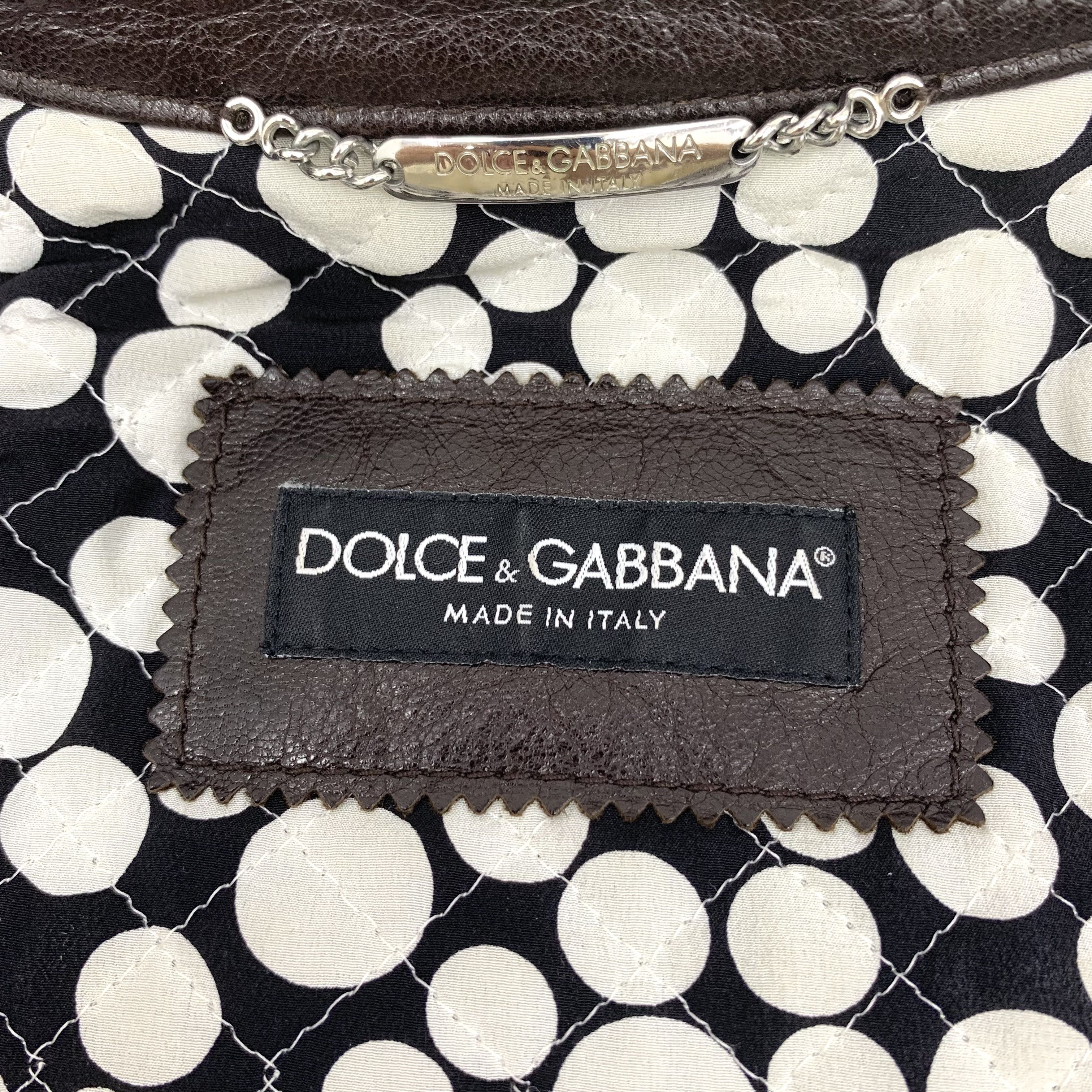 Dolce & Gabbana Dolce & Gabbana Brown Zip-Up Leather Jacket (Size XS) Size XS / US 0-2 / IT 36-38 - 2 Thumbnail