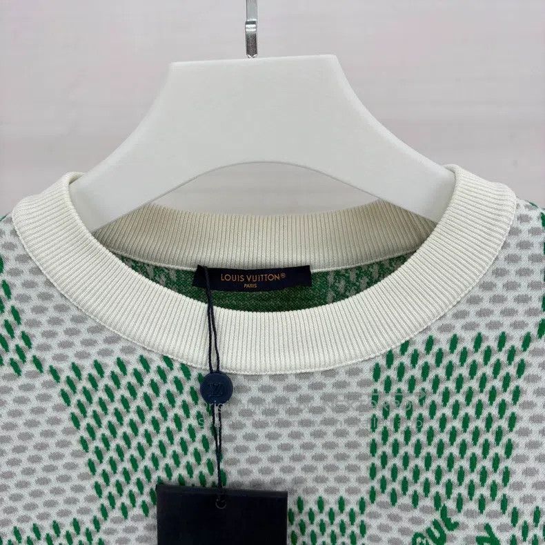 Louis Vuitton Louis Vuitton SS24 White and Green Checkerboard Sweatshirt Size US XL / EU 56 / 4 - 3 Thumbnail