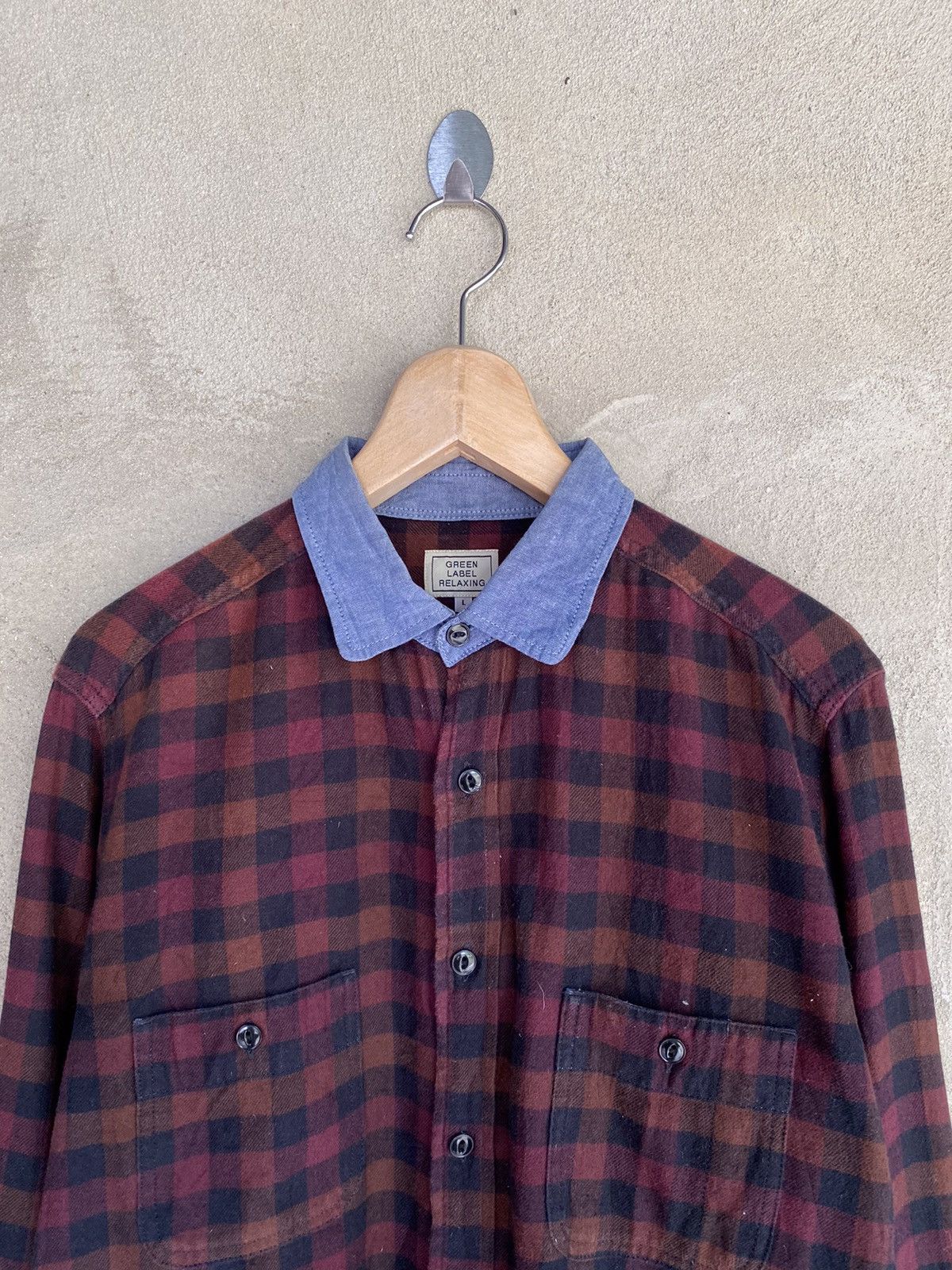 Vintage Japanese Brand Green Label Relaxing Flannel Shirt Size US M / EU 48-50 / 2 - 3 Thumbnail