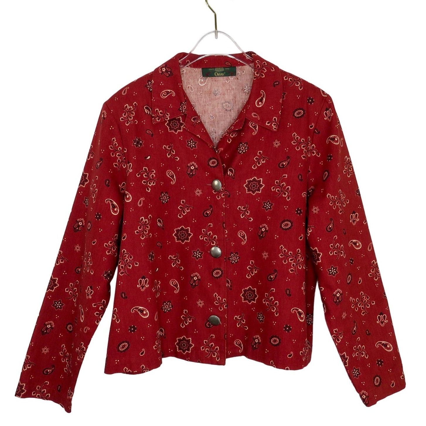 Vintage ORVIS Vintage Red Bandana Paisley Pattern Jacket Medium Size M / US 6-8 / IT 42-44 - 3 Thumbnail