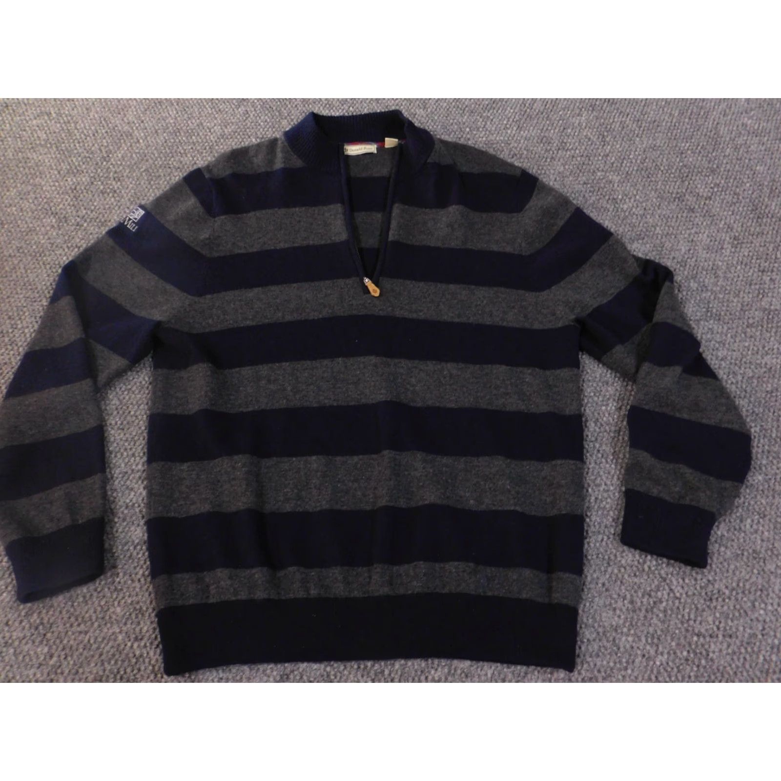 Vintage donald ross sweater mens large gray wool pullover 1/4 zip striped golf cardigan (no) Size US L / EU 52-54 / 3 - 3 Thumbnail
