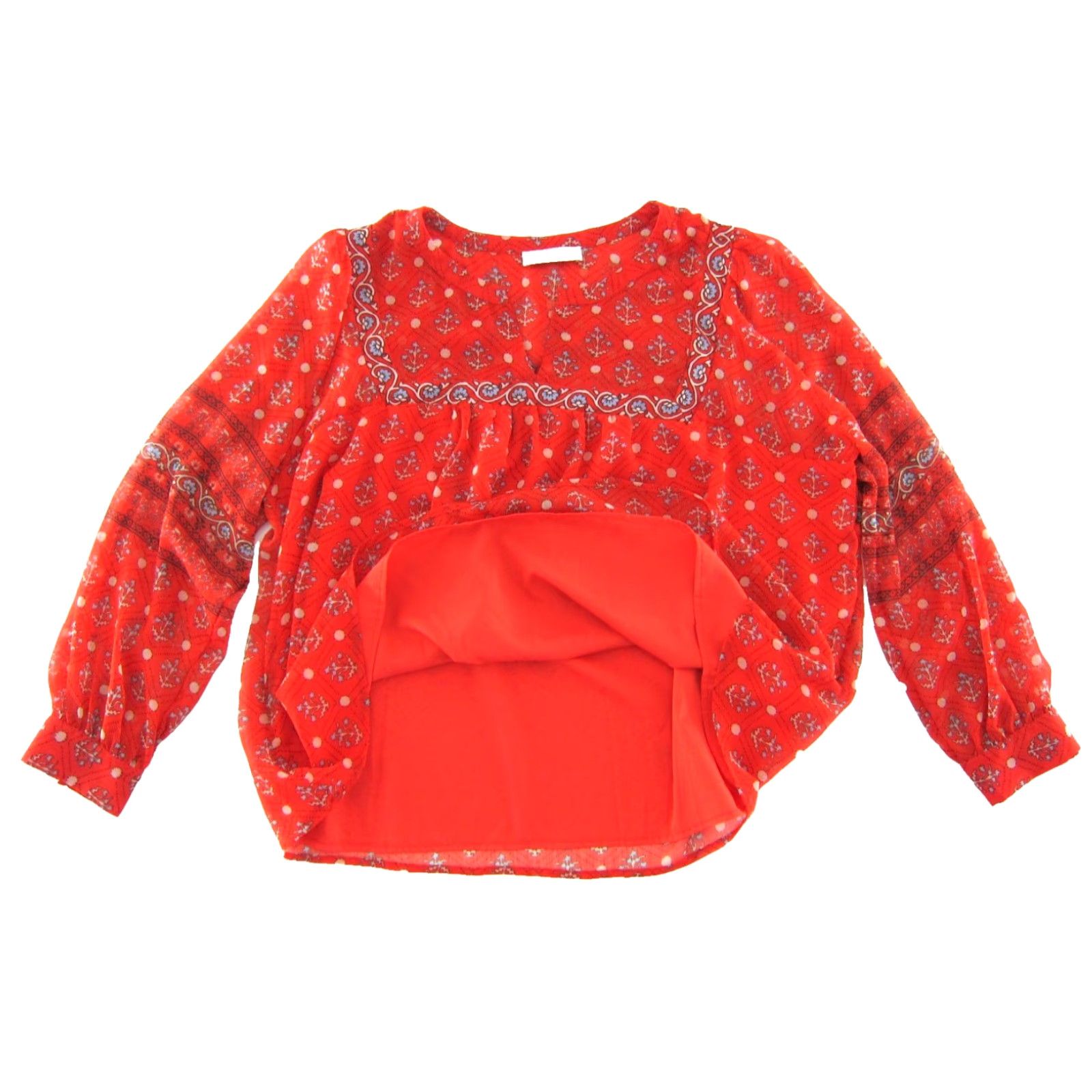 Lucky Brand Lucky Brand Blouse Tunic XXl Red Floral Paisley Long Sleeve Women Size XXL / US 16-18 / IT 52-54 - 5 Thumbnail