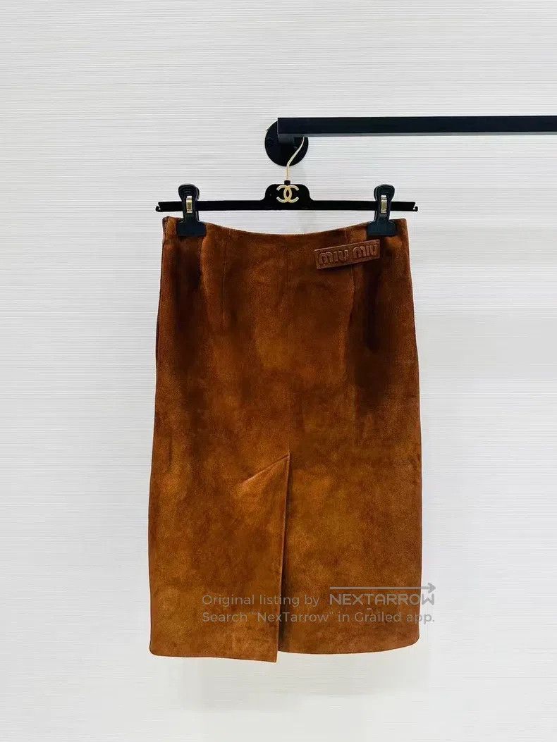 Miu Miu Miu Miu 38 Micro-standard skirt of Maillard deerskin Size 37" - 2 Thumbnail