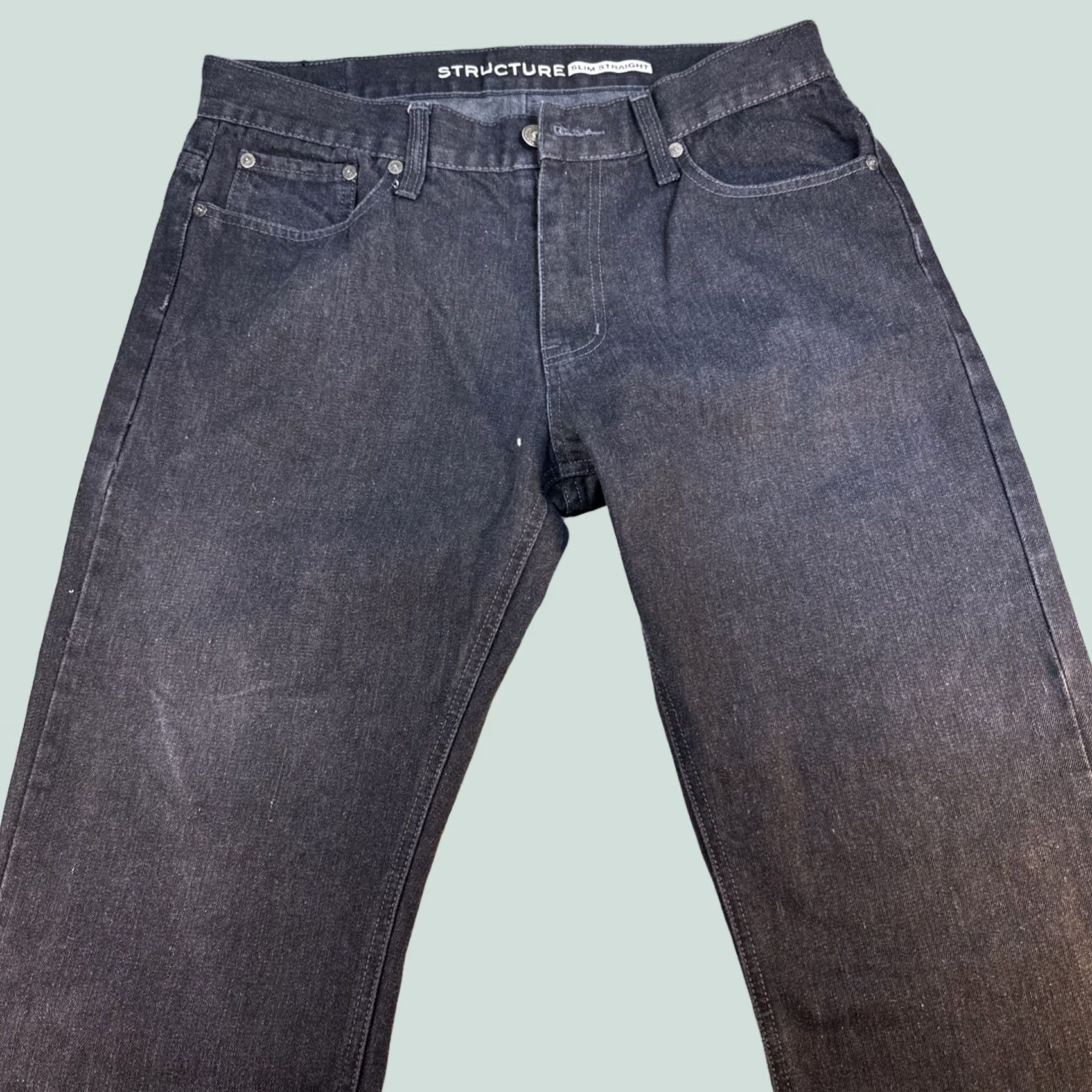 Vintage Structure Men’s Jeans Grey Slim Straight 34x30 Slim Fit Size US 34 / EU 50 - 1 Thumbnail