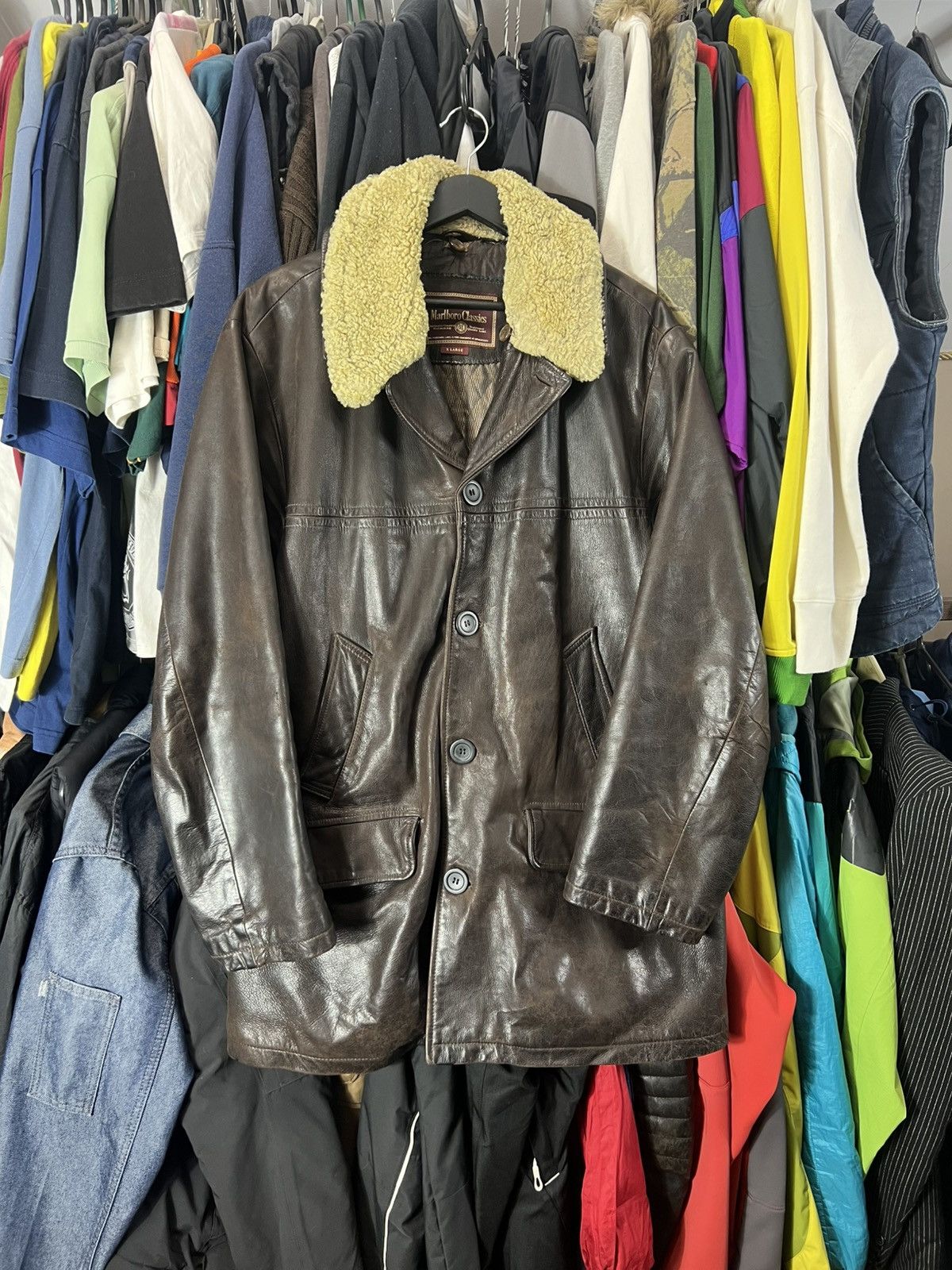 Marlboro Vintage Malboro Fur Leather Hype Y2K Jacket Size US XL / EU 56 / 4 - 1 Thumbnail