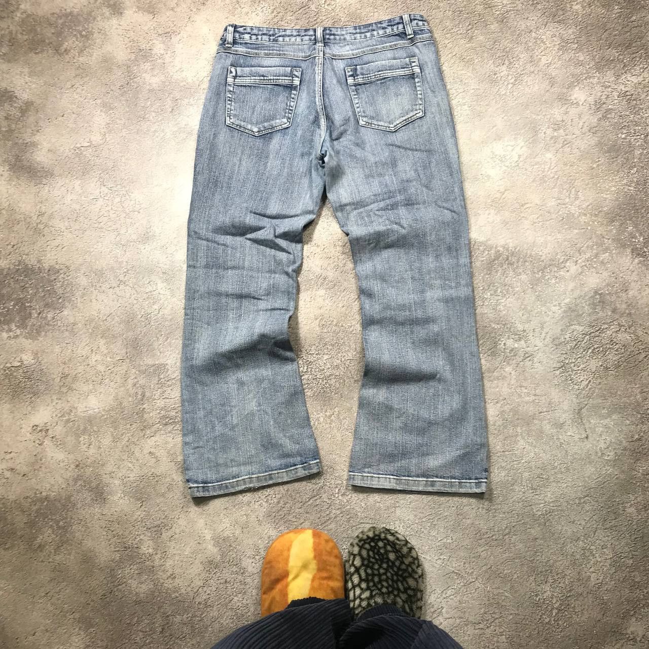 Vintage Y2K Distressed Baggy Flared Jeans Grunge Vintage Logo 31 Size 31" - 3 Thumbnail