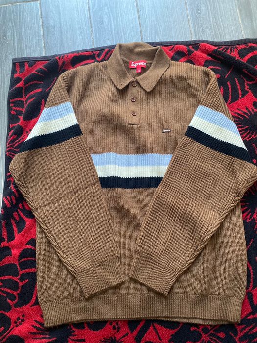 Supreme SmallBox Polo Sweater Dark Brown