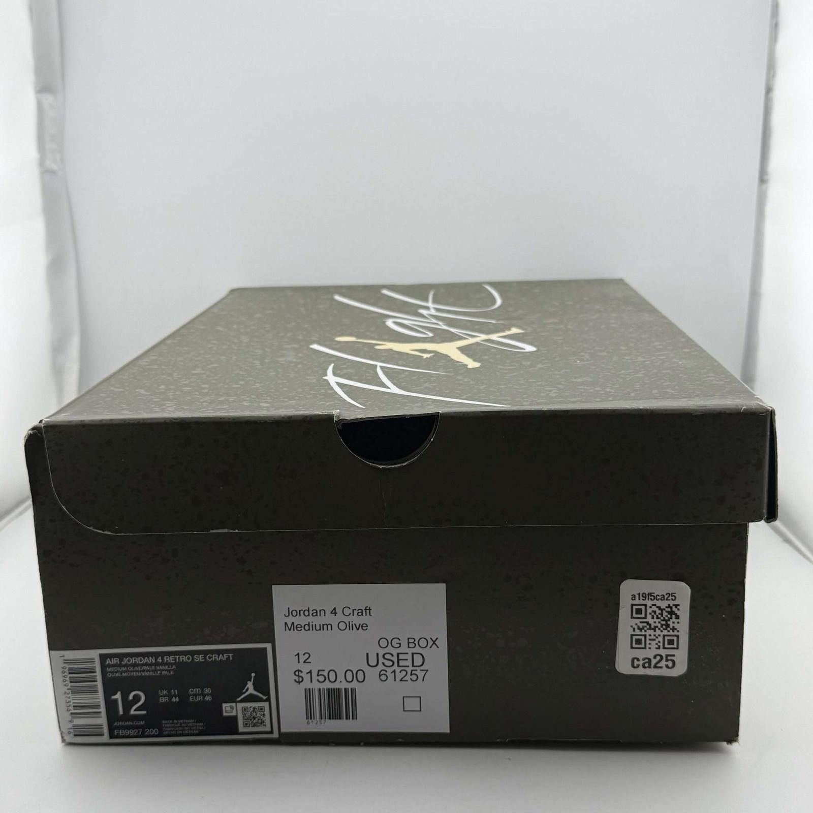 Jordan Brand Jordan 4 Retro Craft Medium Olive 12 Used OG Box FB9927-200 Size US 12 / EU 45 - 8 Thumbnail