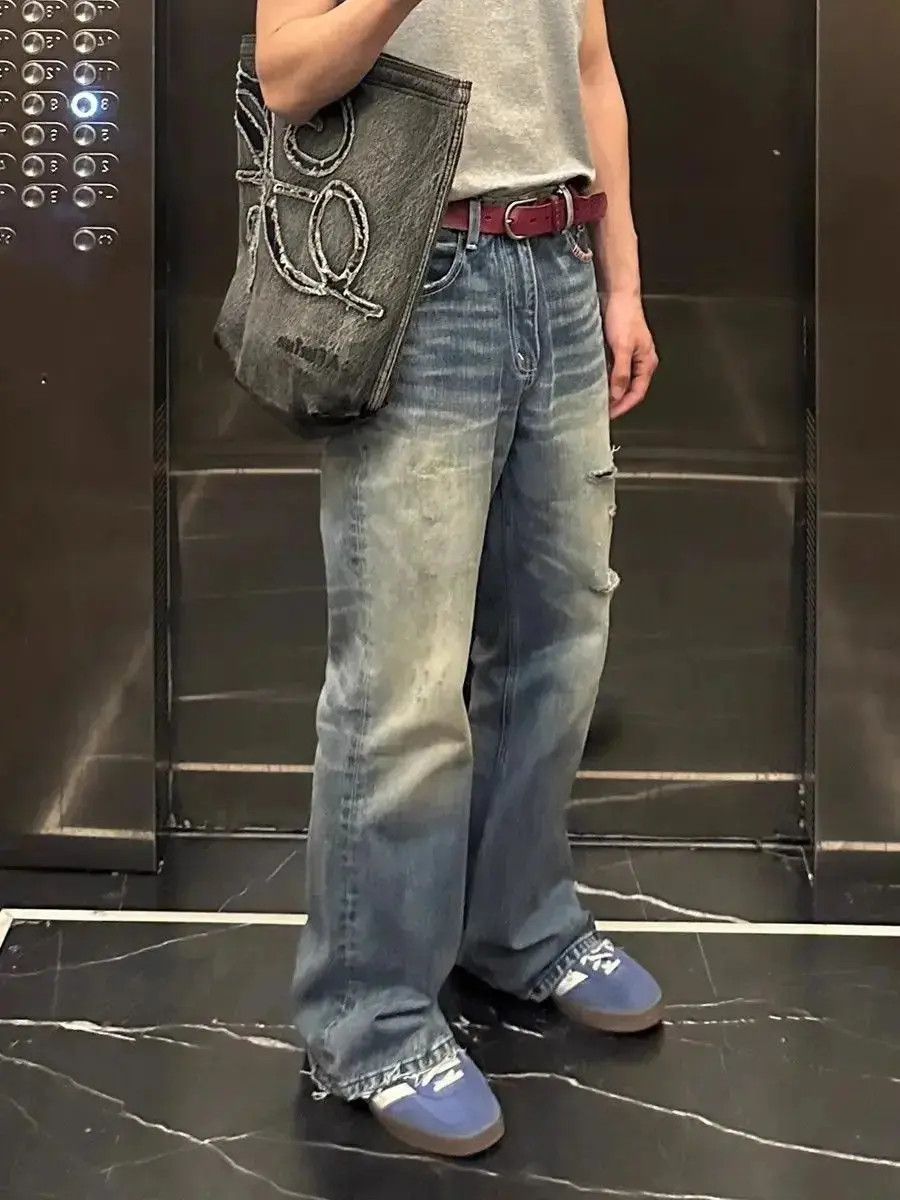 Japanese Brand Retro washed straight leg jeans Size US 32 / EU 48 - 3 Thumbnail