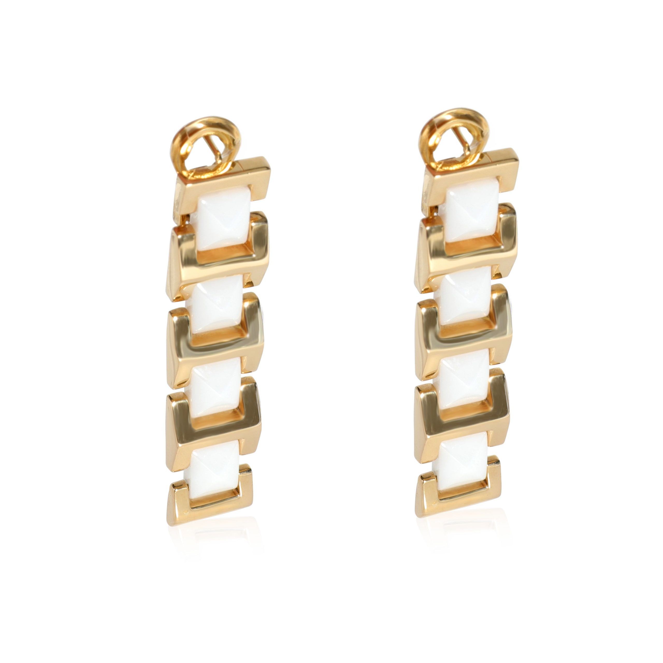 image of Versace White Ceramic Earrings In 18K Yellow Gold, Women's