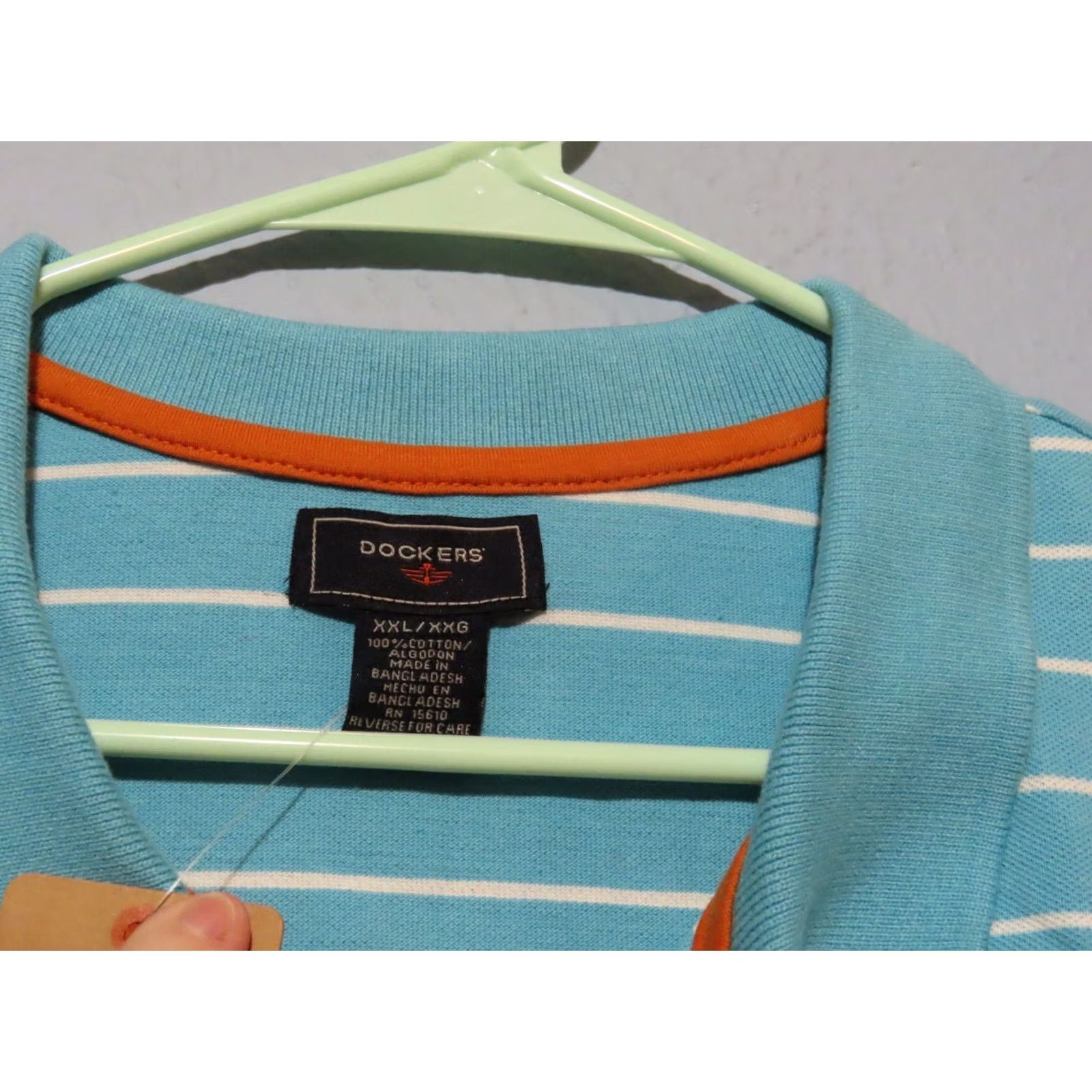 Dockers DOCKERS Polo Shirt Short Sleeve Striped Aquarelle Blue 2XL Men's NWT Regular Cotton Shirt Size US XXL / EU 58 / 5 - 4 Thumbnail